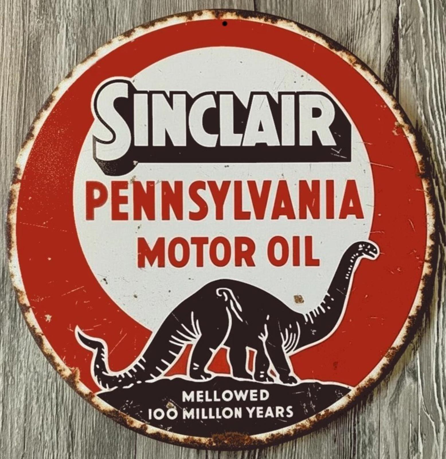 Sinclair Pennsylvania Motor Oil 12" Diameter Novelty Metal Sign Made In USA
