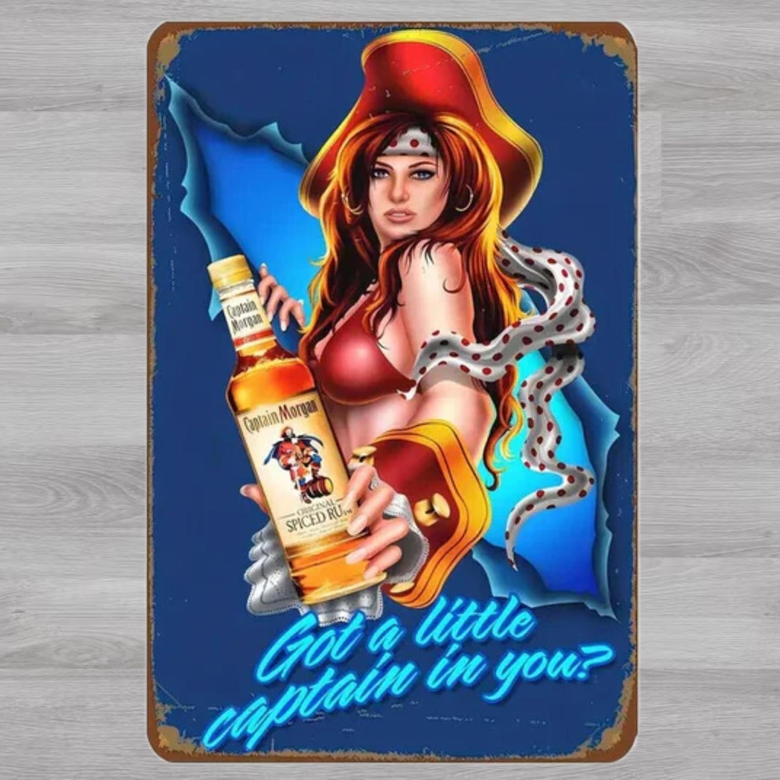Captain Morgan Spiced Rum 8 x 12 Vintage Novelty Metal Sign New!