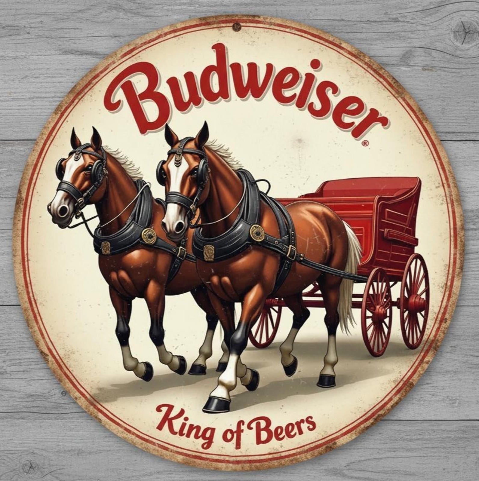 Budweiser King Of Beers 12" Diameter Novelty Metal Sign Made In USA New!