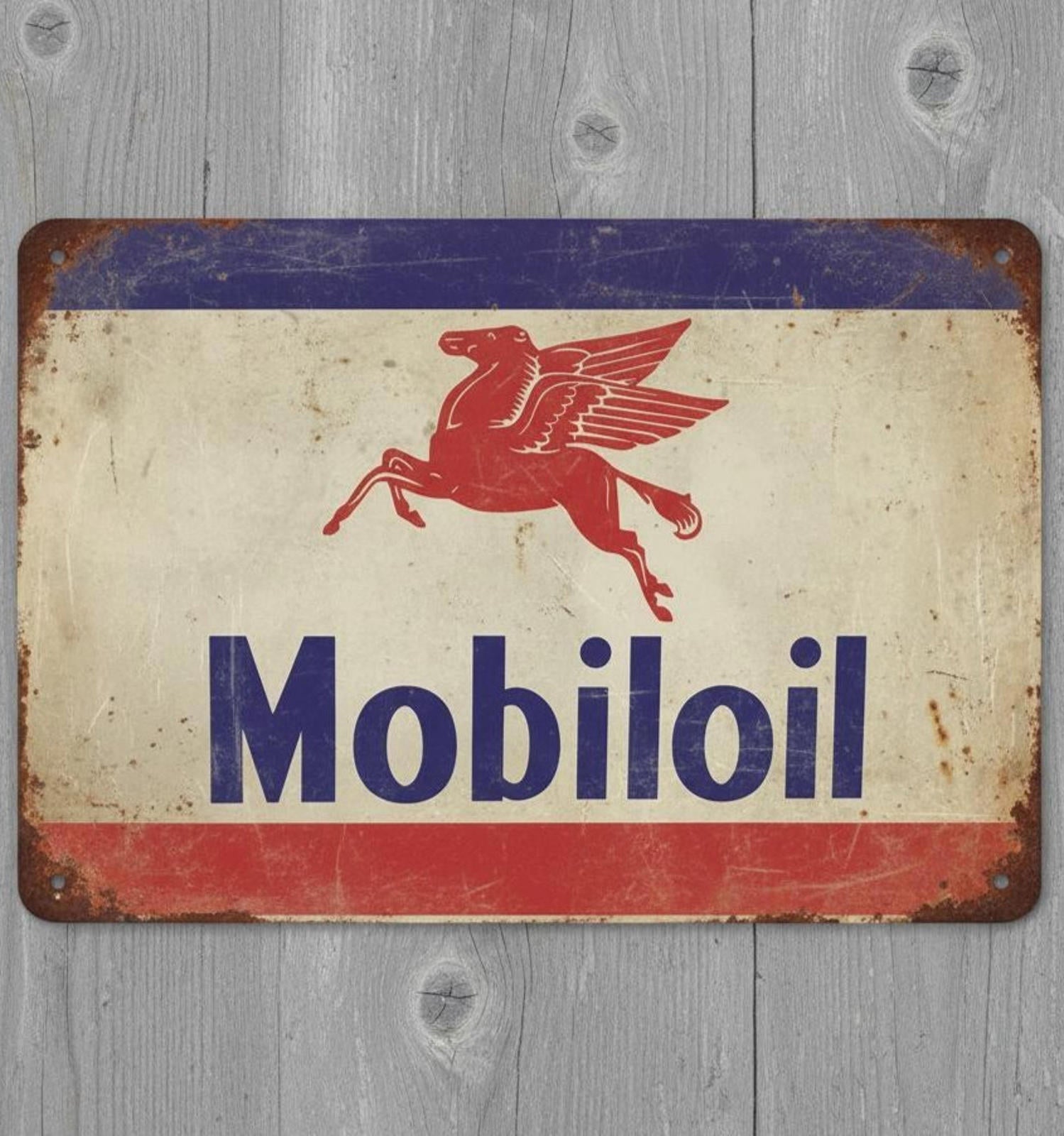 Mobiloil Mobil 8 x 12 Vintage Novelty Metal Sign Made In USA