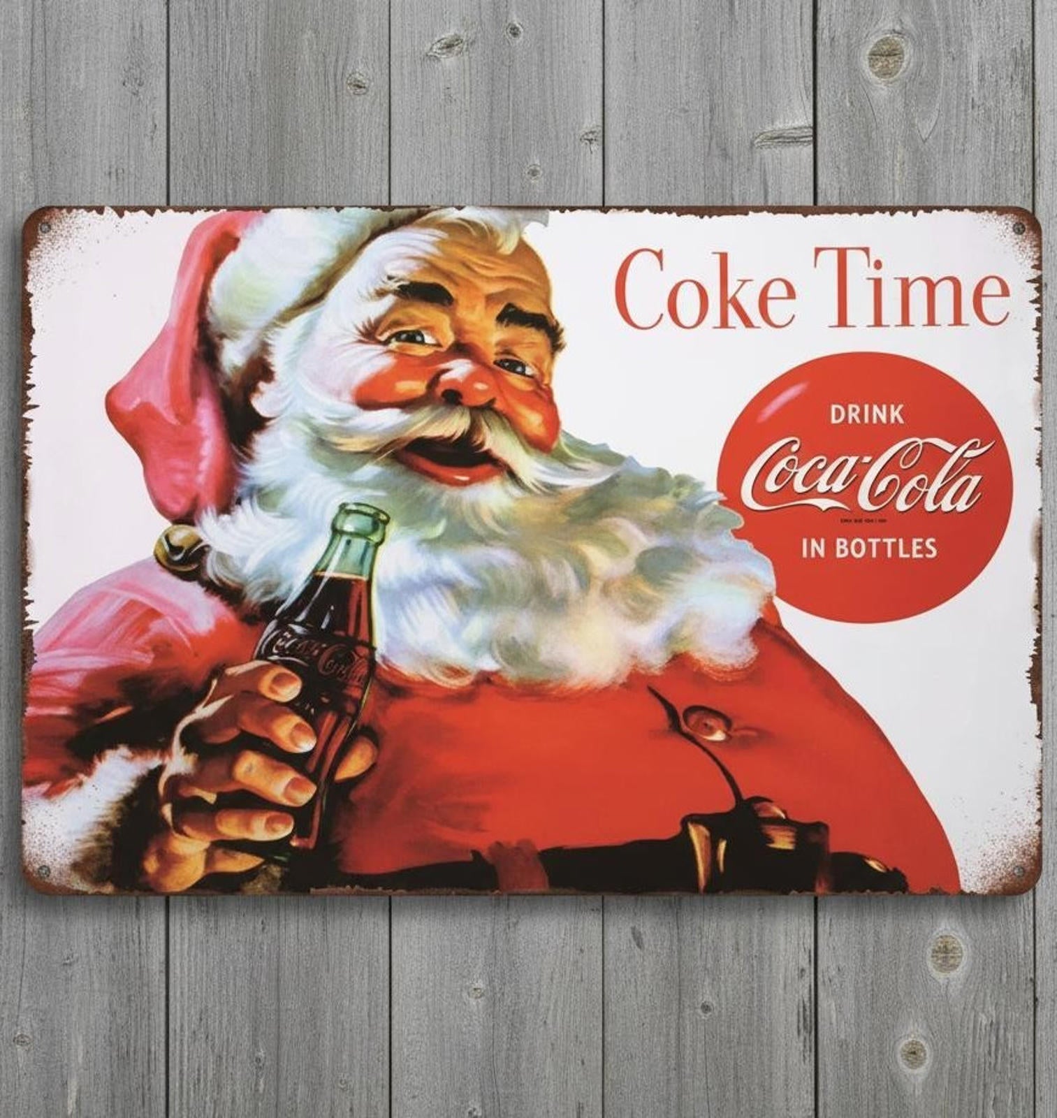 Coca-Cola Santa Clause 8 x 12 Vintage Novelty Metal Sign Made In USA New!