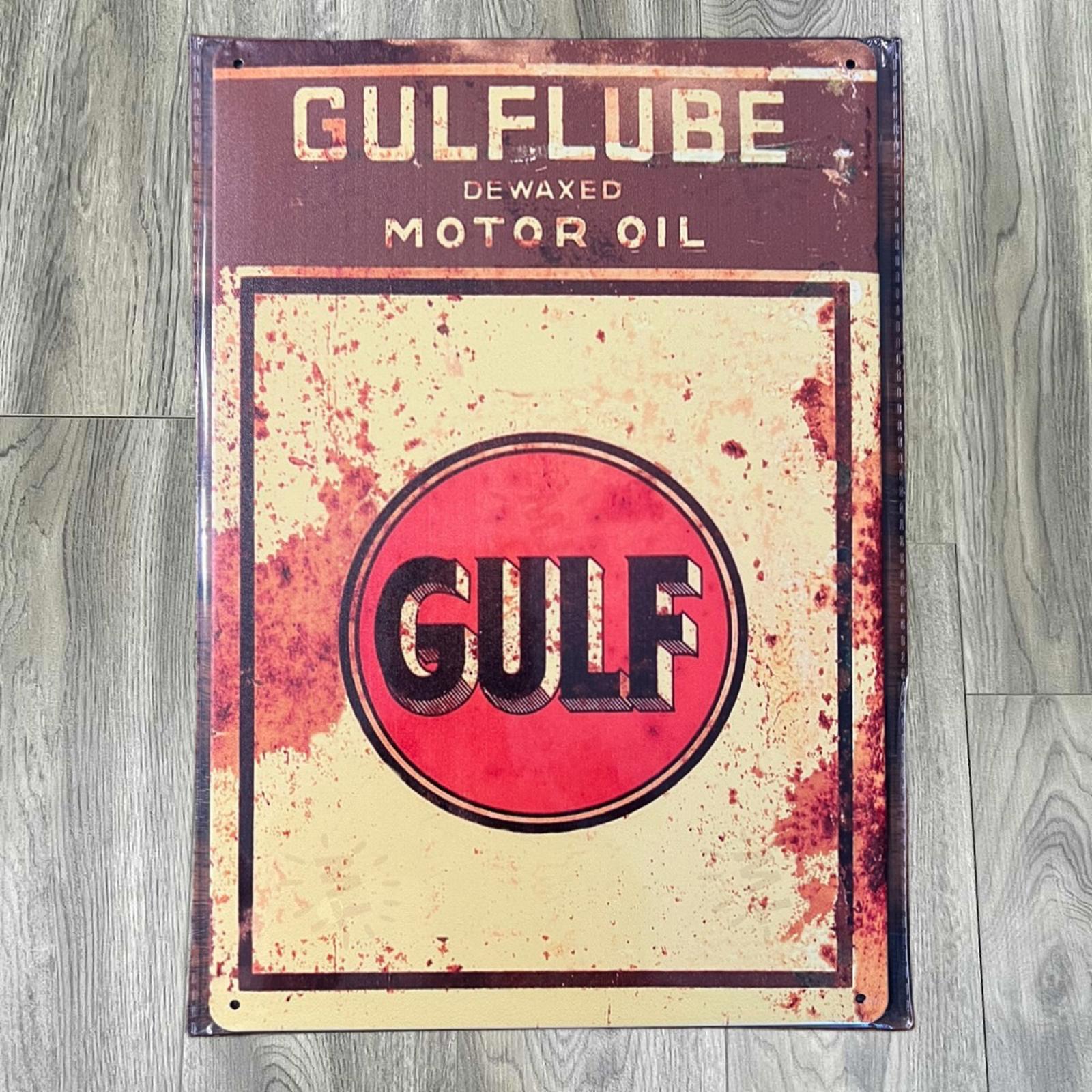 Gulflube Gulf Motor Oil 8 x 12 Novelty Metal Sign Shrink-Wrapped New!