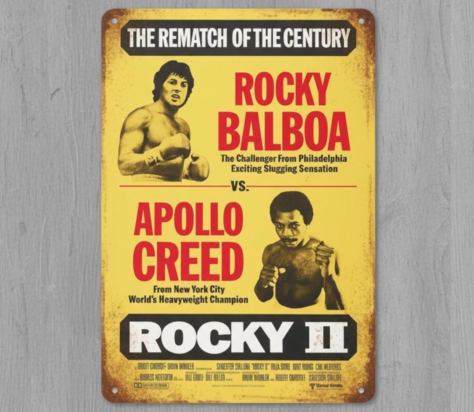 Rocky Two Balboa Vs. Creed 8 x 12 Vintage Novelty Metal Sign Made In USA New!