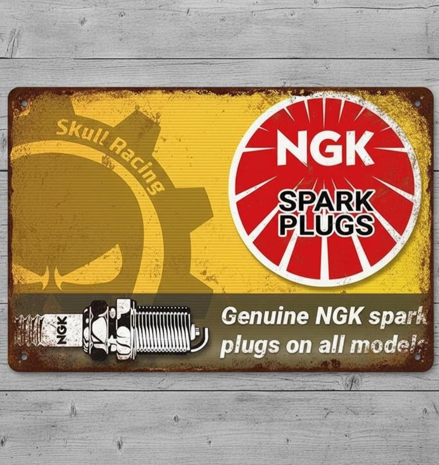 NGK Spark Plugs 8 x 12 Novelty Metal Sign Shrink-Wrapped Made In USA New!