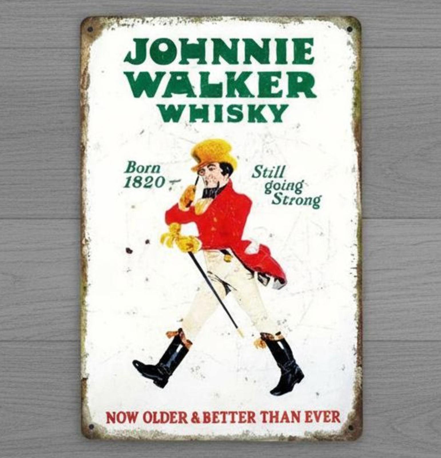 Johnnie Walker Whisky 8 x 12 Vintage Novelty Metal Sign New!