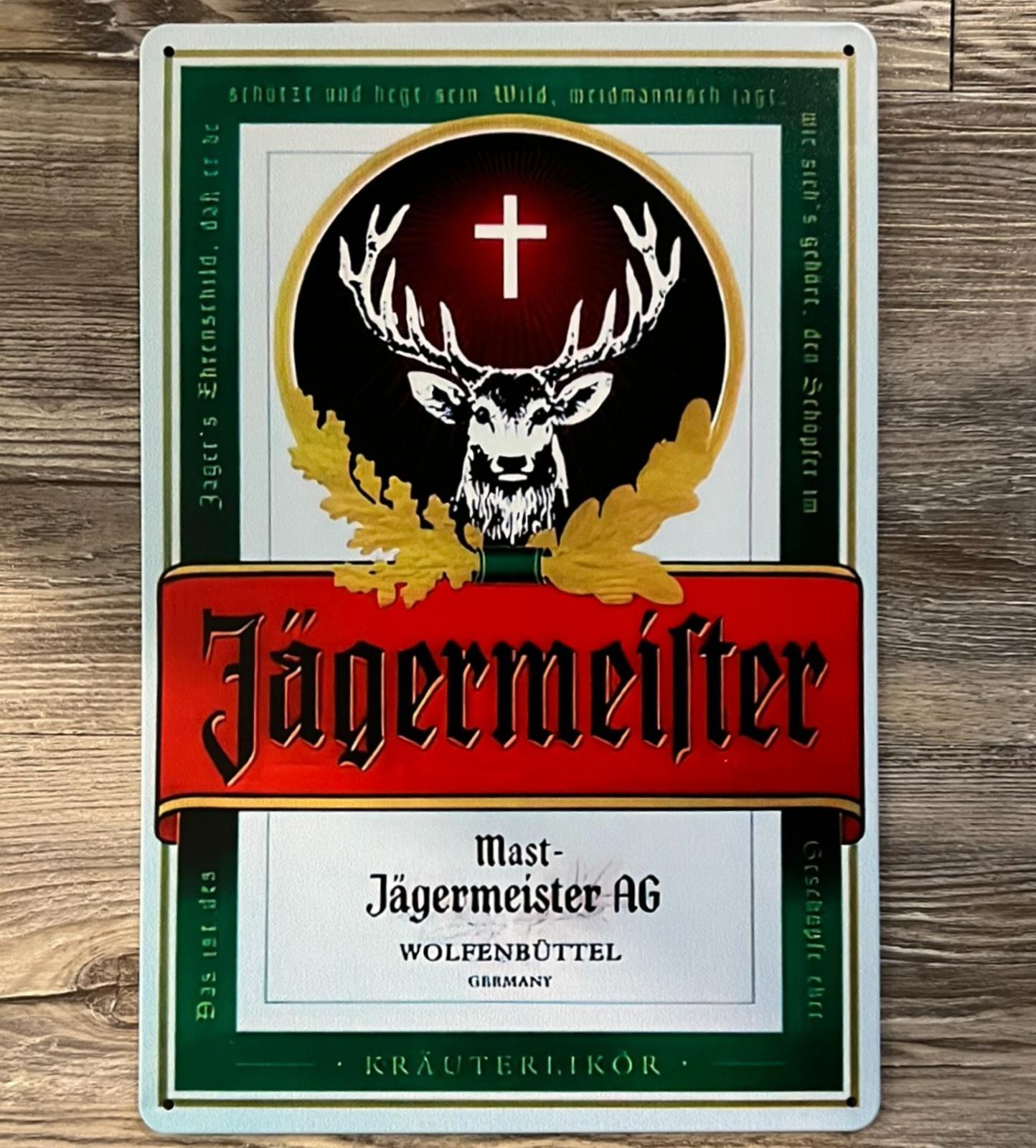 Jagermeister Liqueur 8 x 12 Vintage Novelty Metal Sign New!