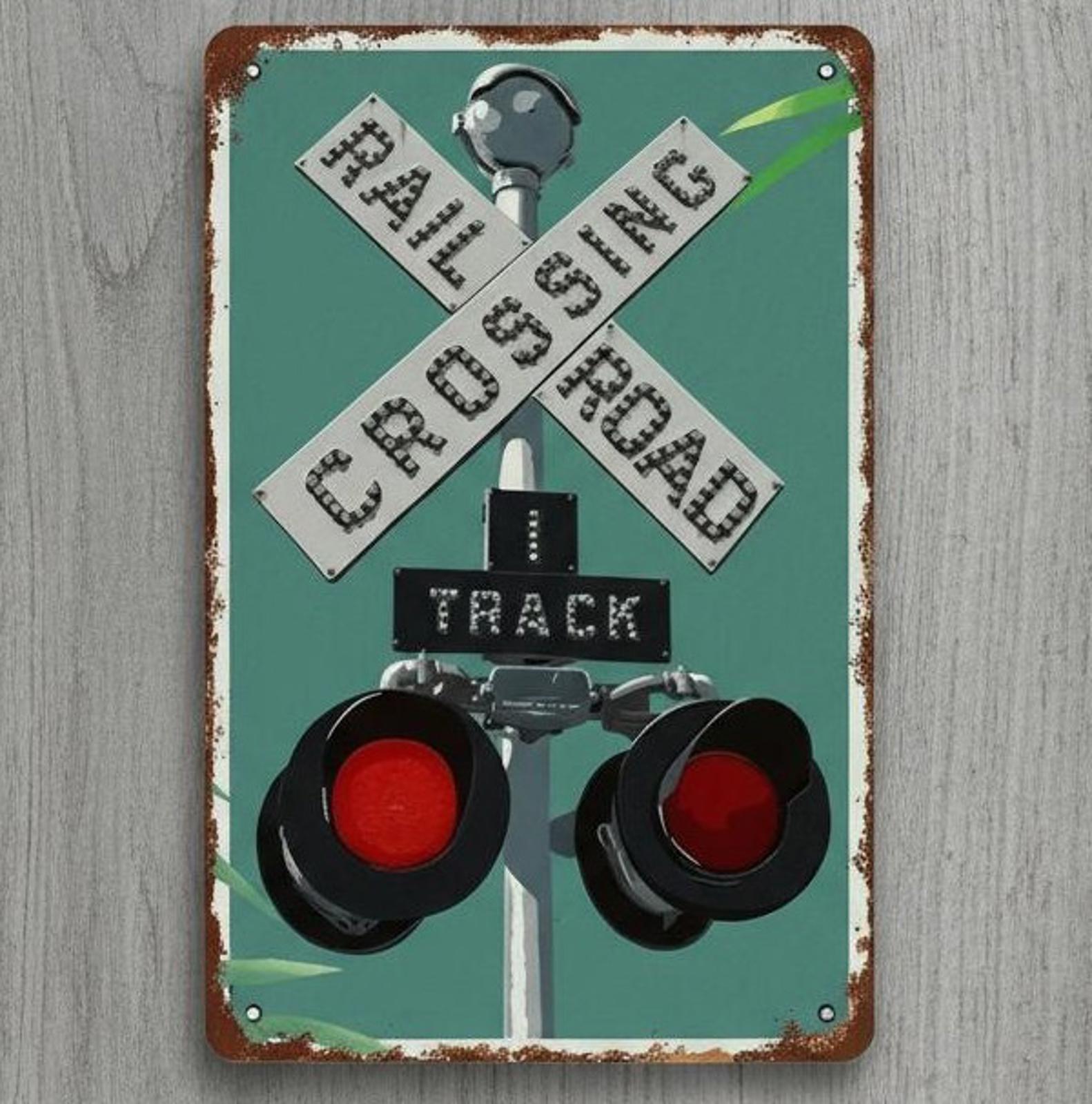 Railroad Crossing 1 Track 8 x 12 Novelty Metal Sign New Shrink-wrapped