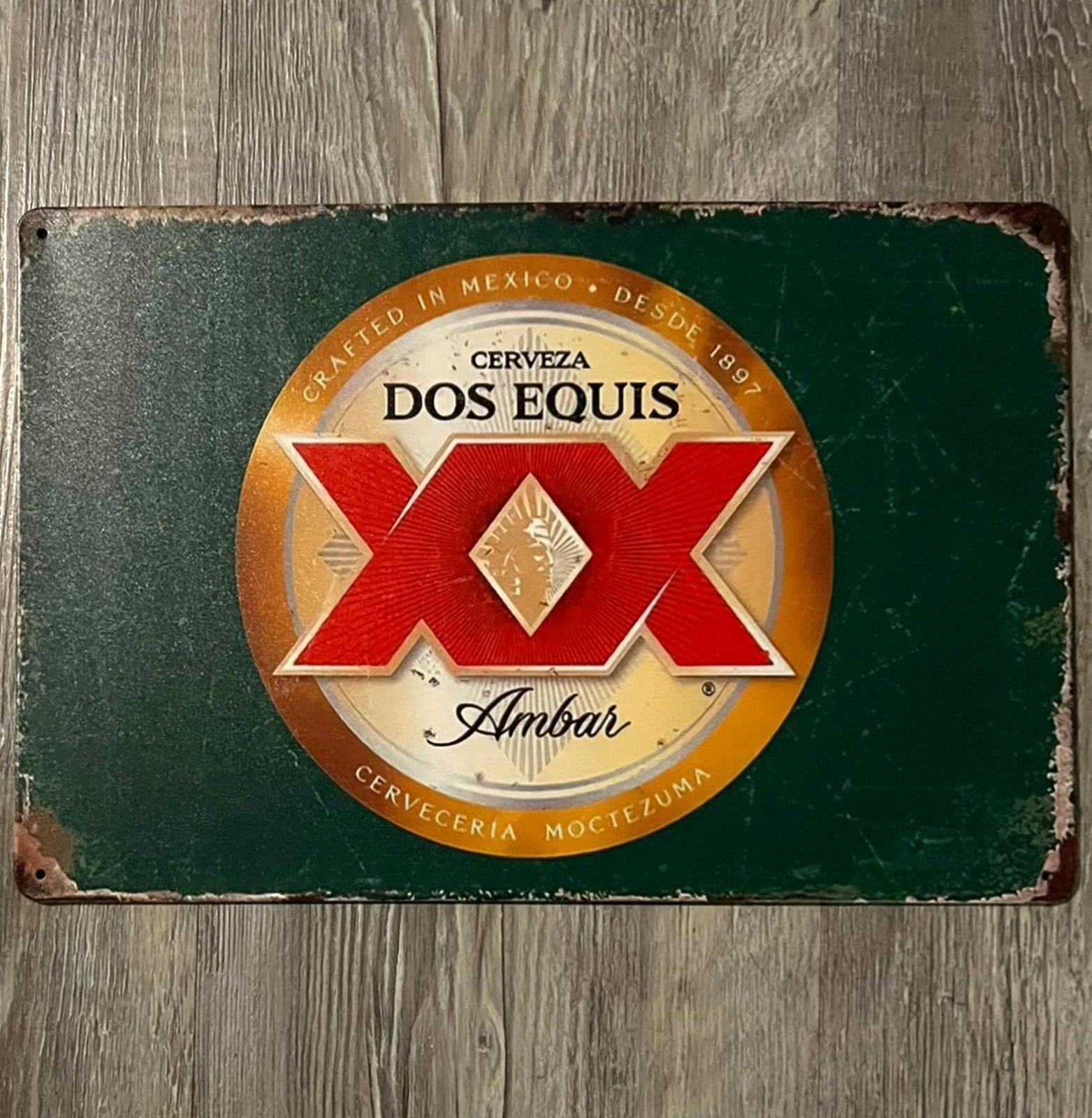 Dos Equis Amber Beer 8 x 12 Vintage Novelty Metal Sign New!
