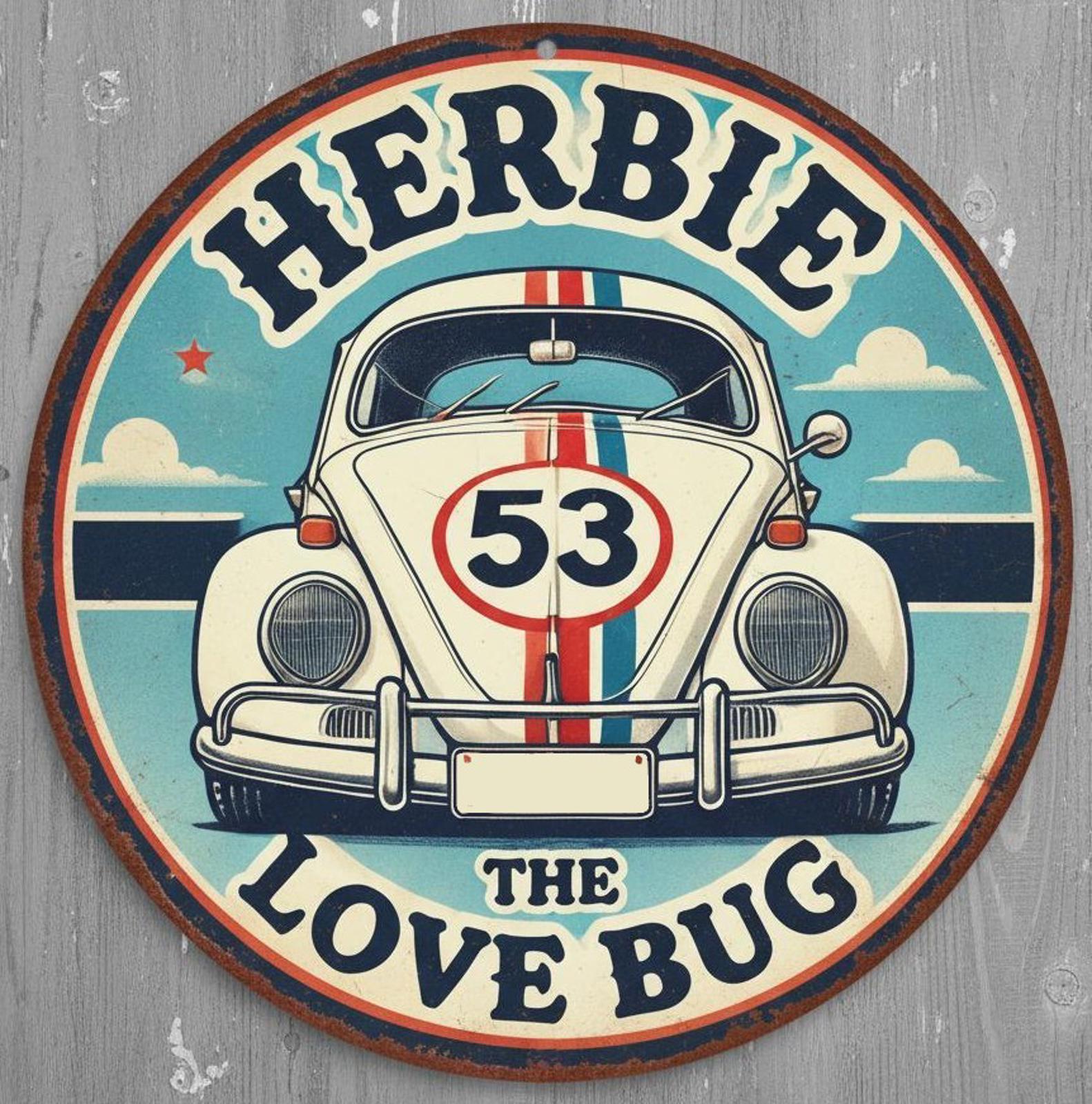 Herbie The Love Bug 12" Diameter Novelty Metal Sign Made In USA