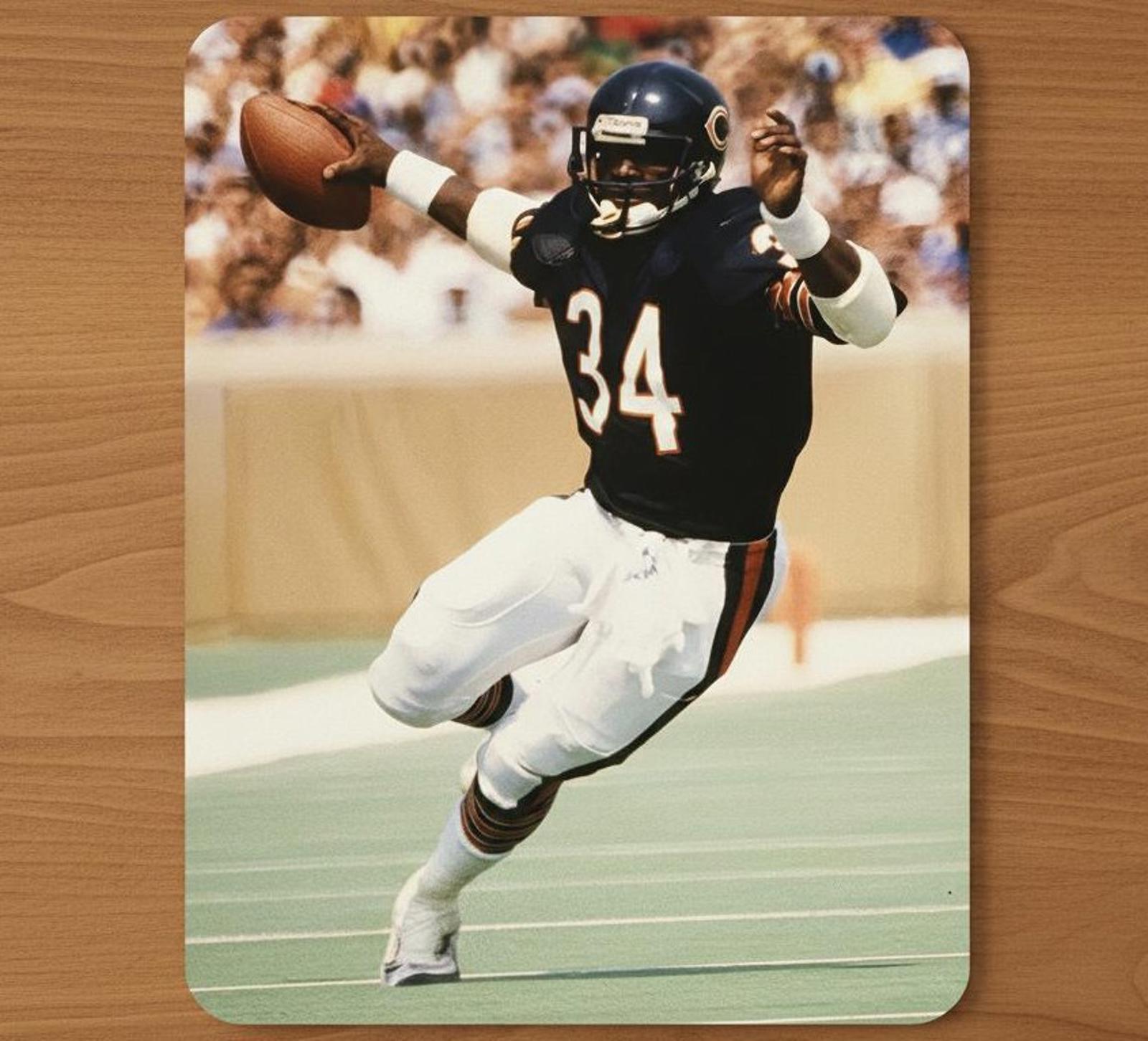 Walter Payton 9.5 x 8 Mouse Pad With Anti-Slip Rubber Backing Made In USA