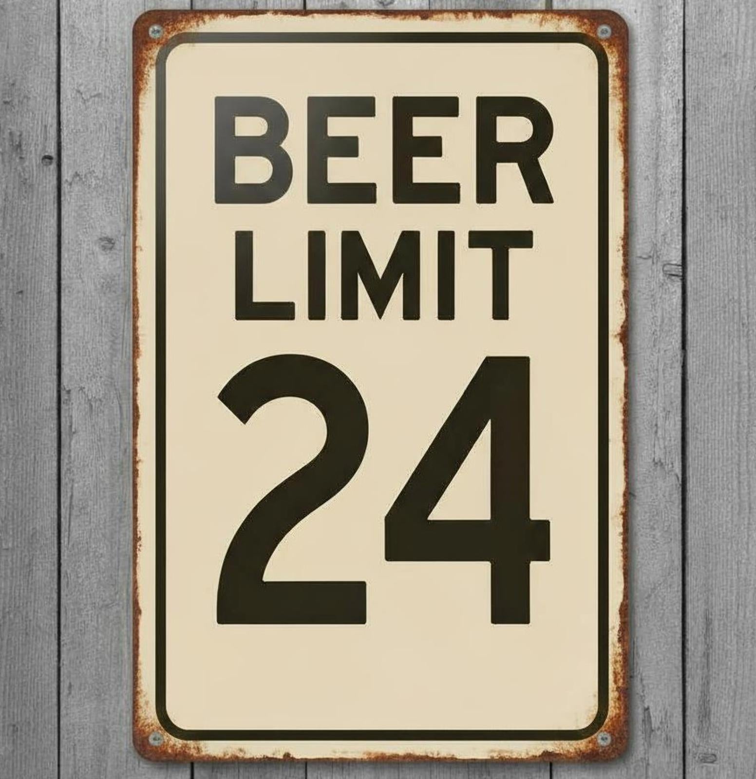 Beer Limit 24 8 x 12 Vintage Novelty Metal Sign Made In USA New!