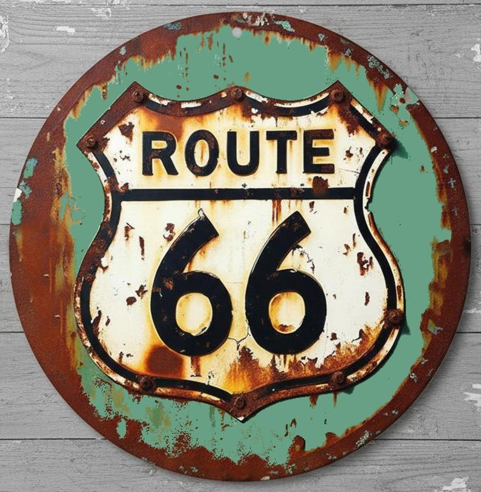 Route 66 12" Diameter Novelty Metal Sign Made In USA New!