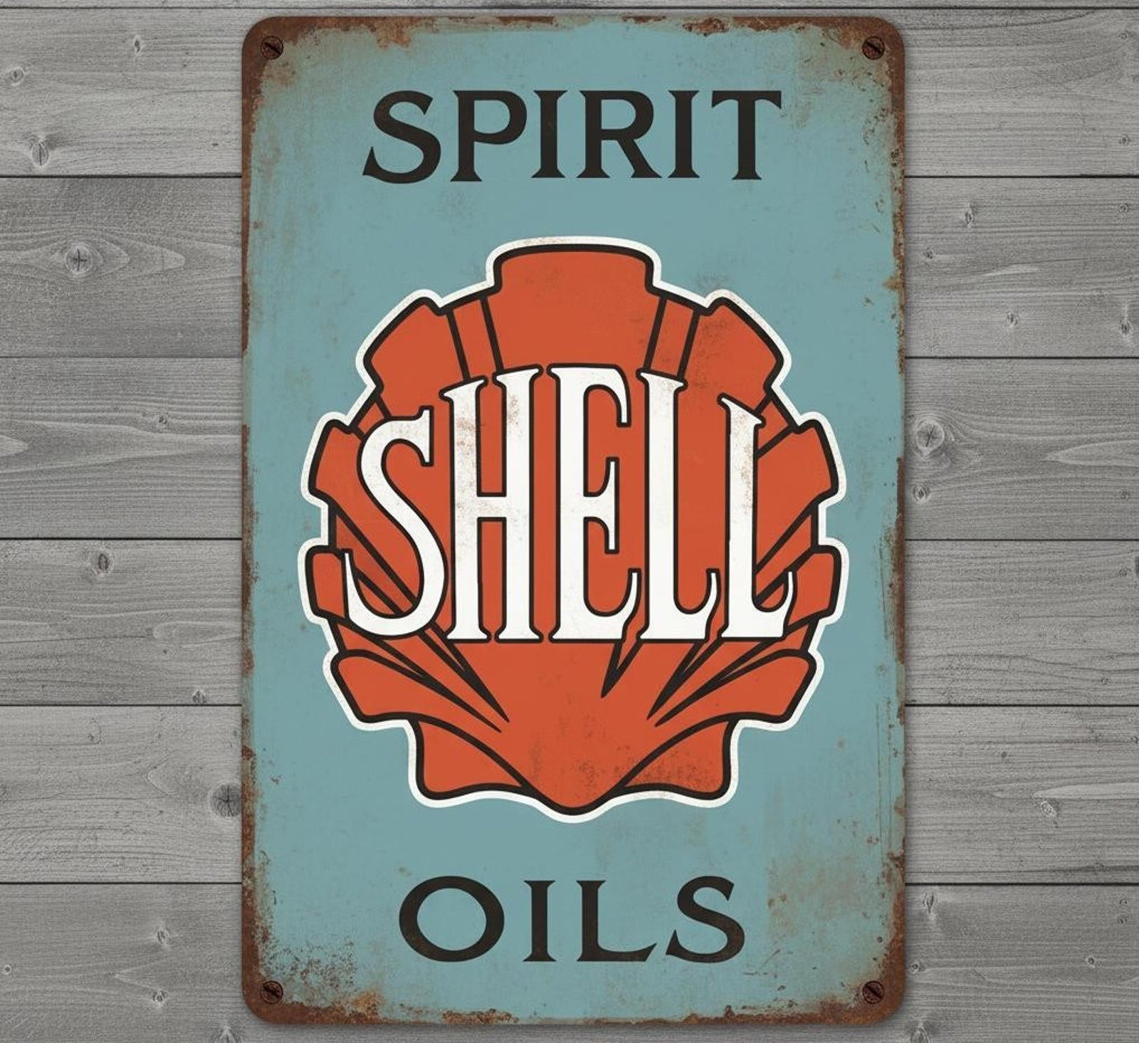 Shell Spirit Oils 8 x 12 Novelty Metal Sign Made In USA New!