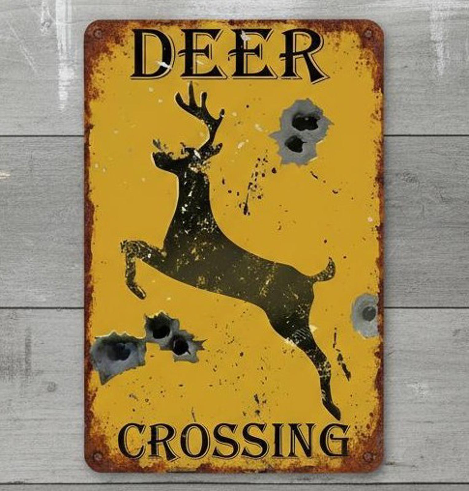 Deer Crossing 8 x 12 Vintage Novelty Metal Sign New!