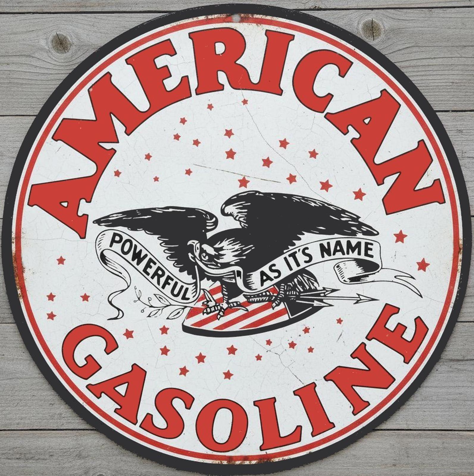 American Gasoline 8" Diameter Novelty Metal Sign Made In USA New!