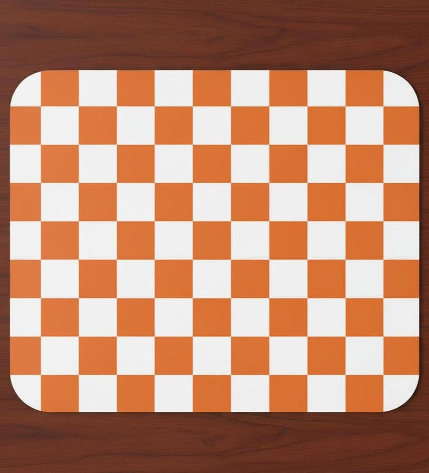 Orange Checkerboard 9.5 x 8 Mouse Pad With Anti-Slip Rubber Backing Made In USA