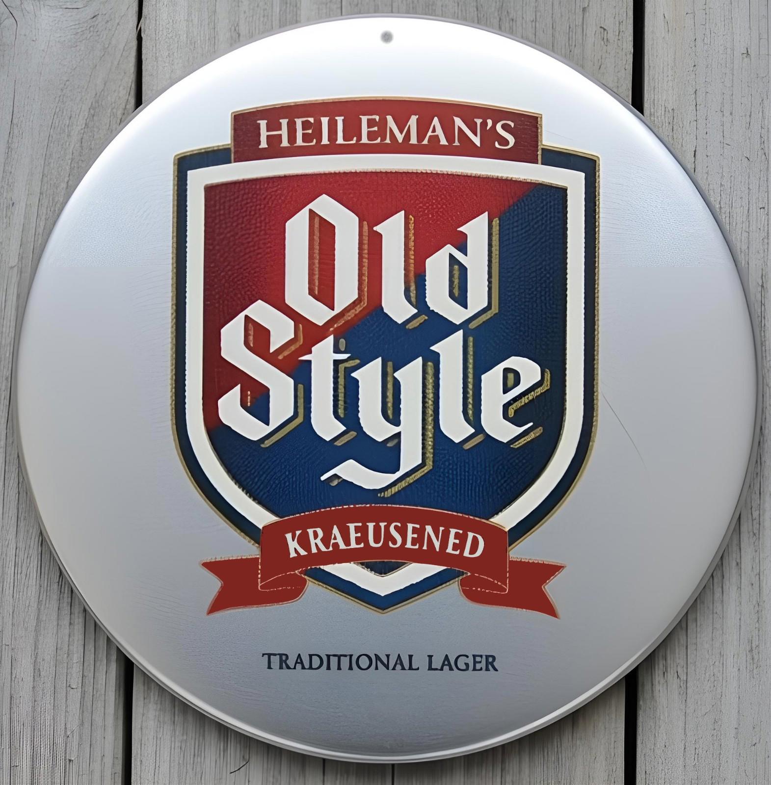 Heileman's Old Style Beer 8" Diameter Novelty Metal Sign Made In USA New!