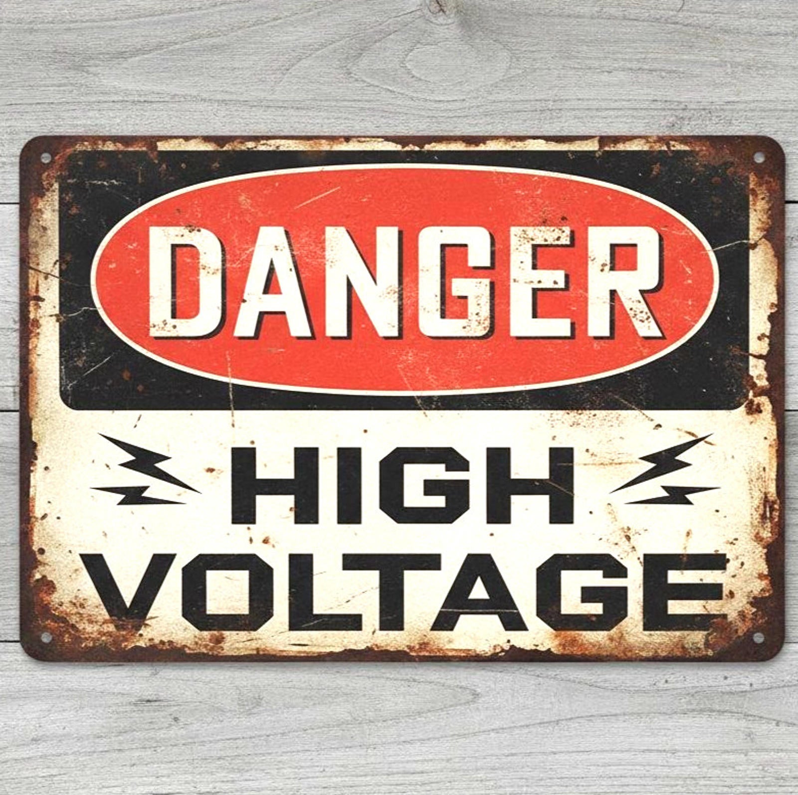 Danger High Voltage 8 x 12  Vintage Novelty Metal Sign Made In USA New!