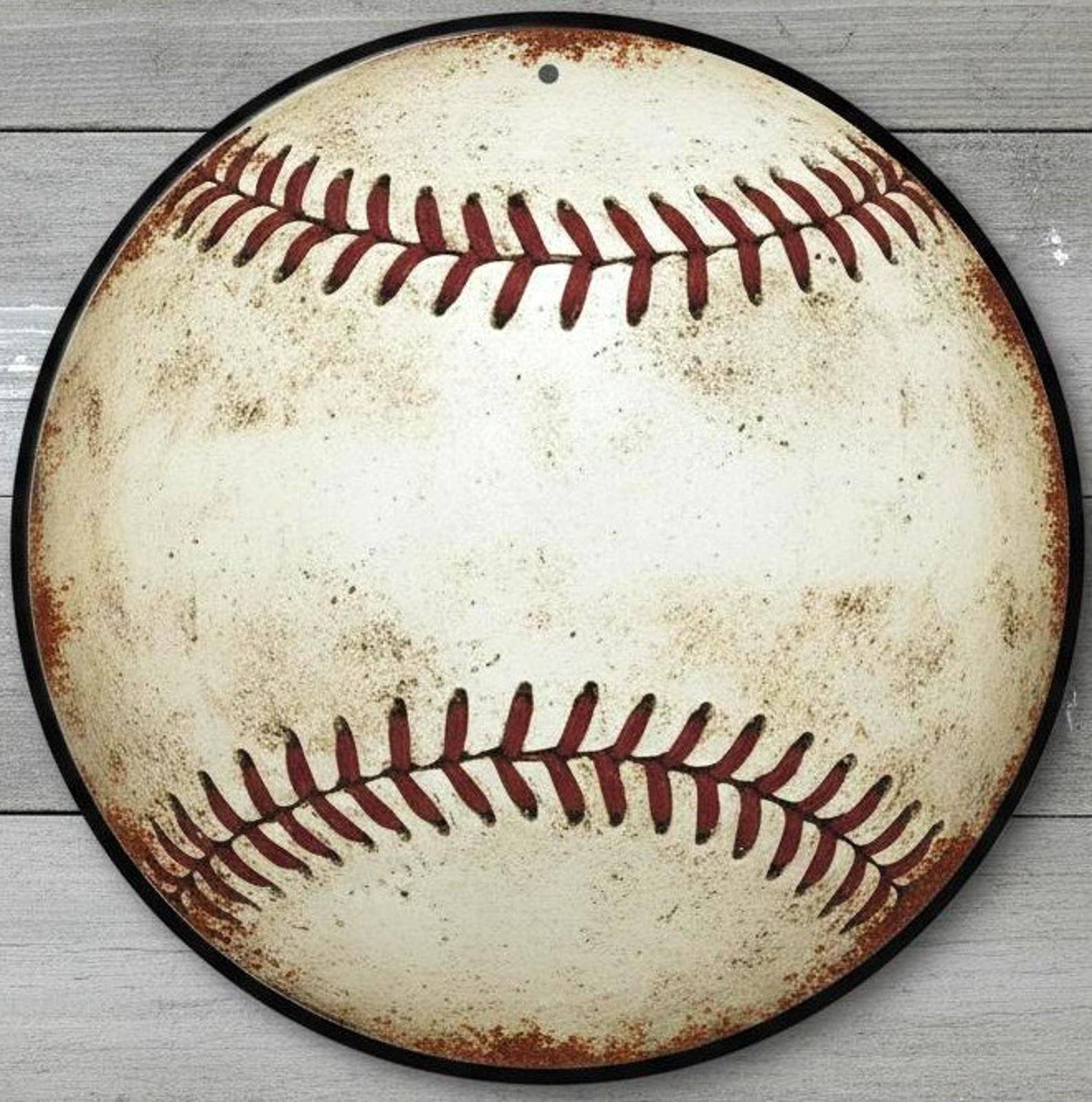 Baseball 8" Diameter Vintage Novelty Metal Sign Made In USA New!