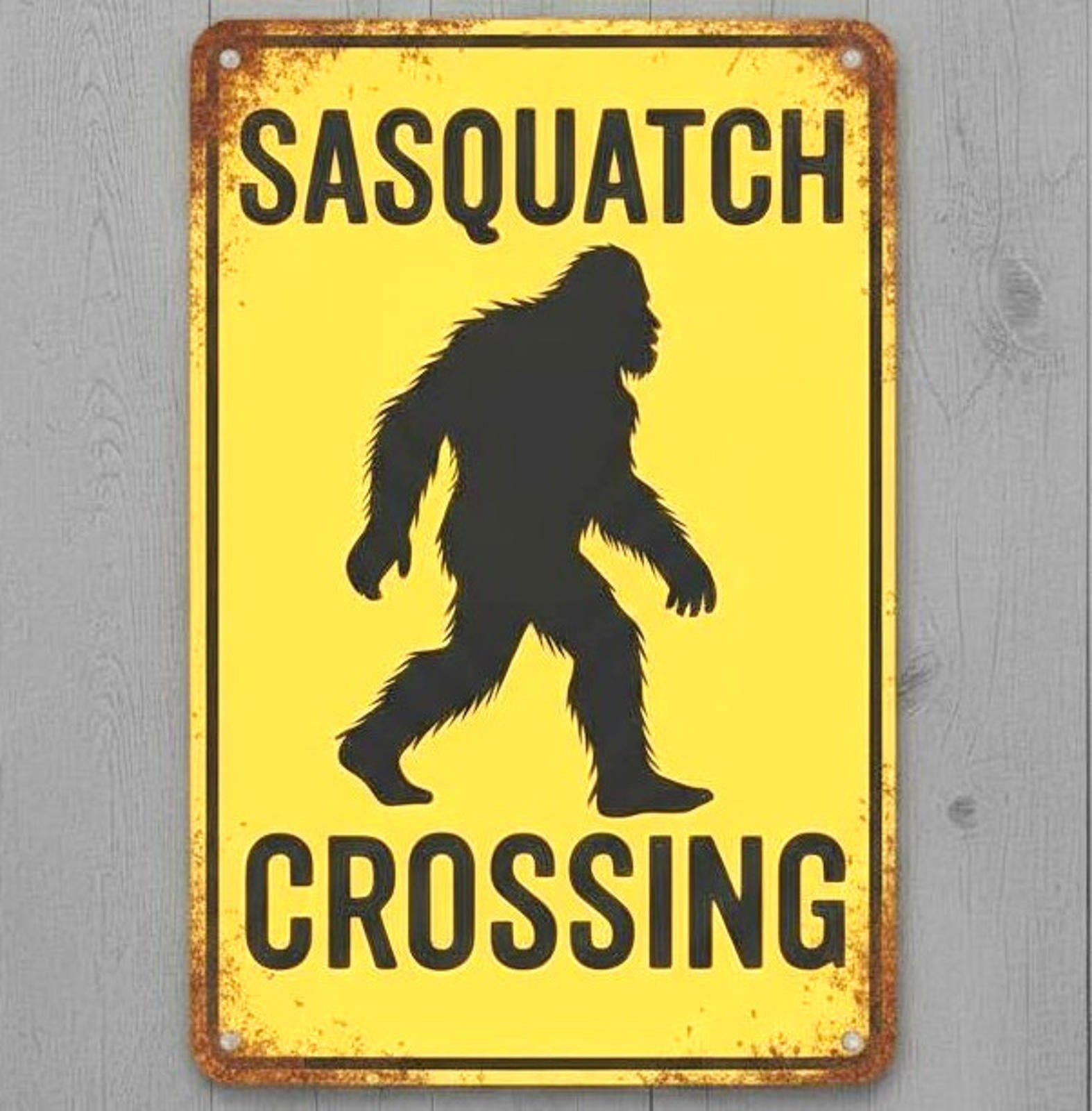 Sasquatch Crossing 8 x 12 Vintage Novelty Metal Sign Made In USA