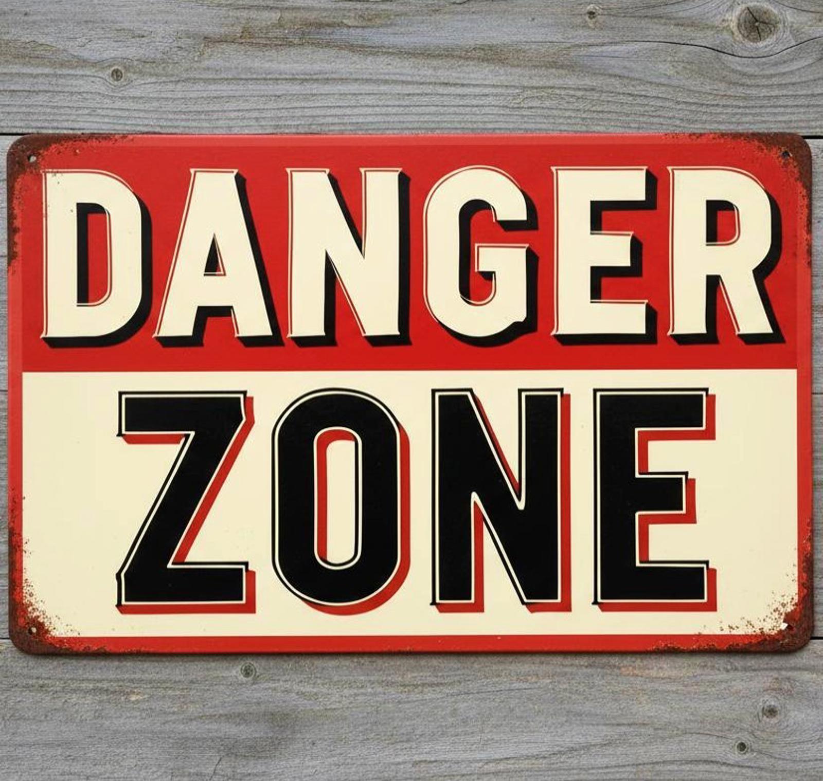 Danger Zone 8 x 12 Vintage Novelty Metal Sign Made In USA New!