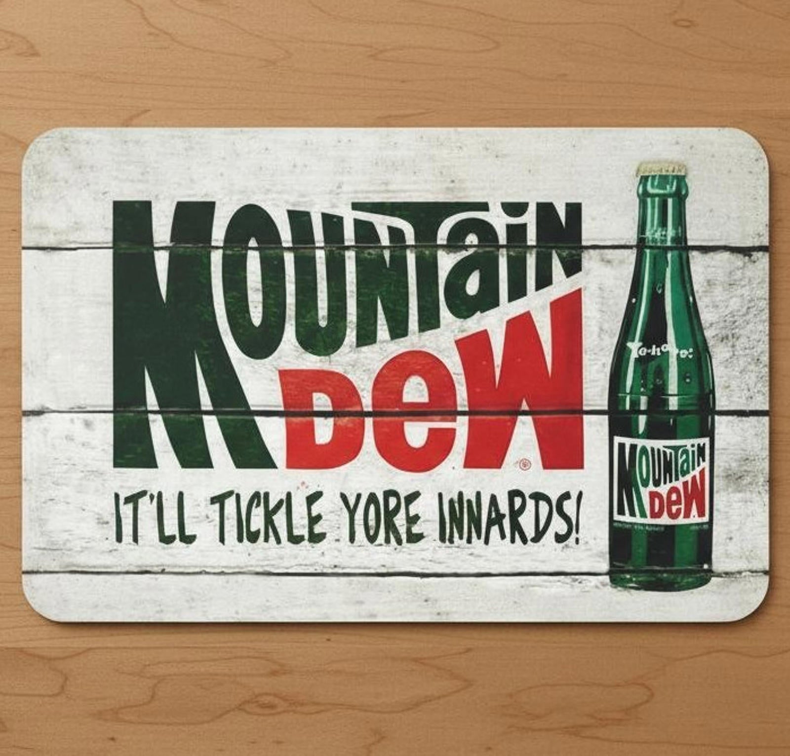 Mountain Dew 9.5 x 8 Mouse Pad With Anti-Slip Rubber Backing Made In USA