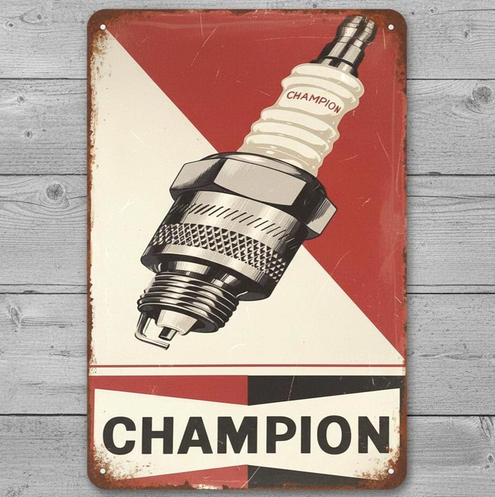 Champion Spark Plugs 8 x 12 Vintage Novelty Metal Sign Made In USA