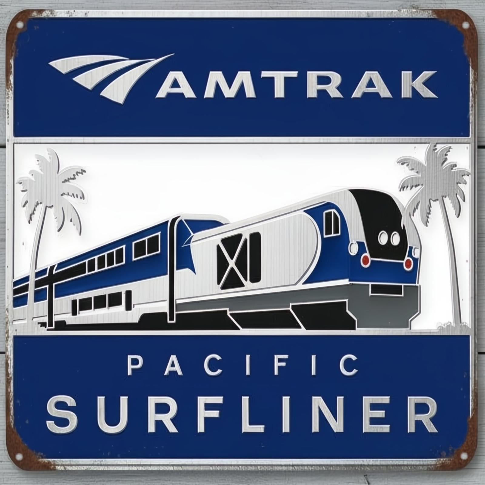 Amtrak Pacific Surfliner 12 x 12 Square Vintage Novelty Metal Sign Made In USA