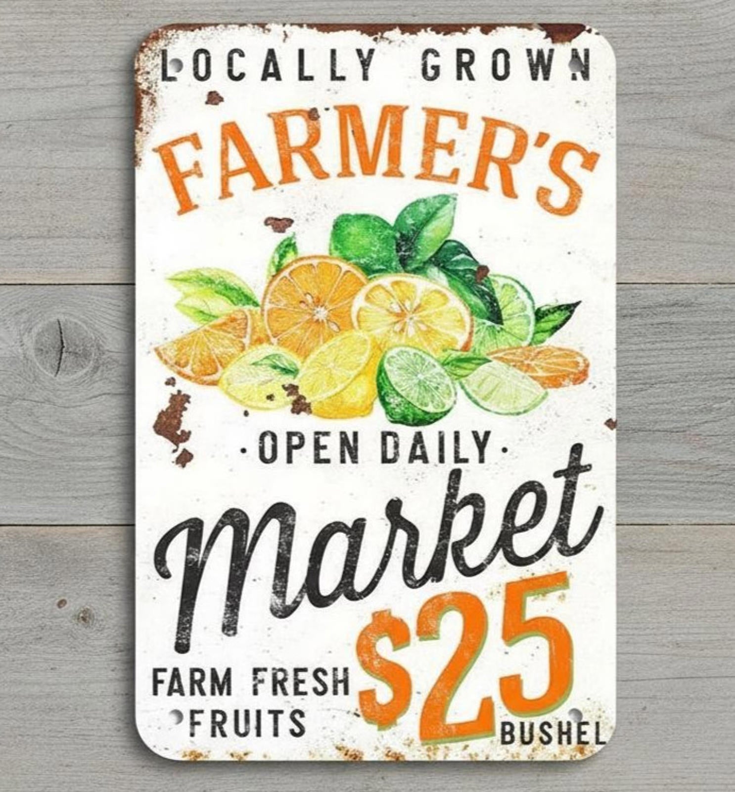 Farmer's Market Open Daily 8 x 12 Vintage Novelty Metal Sign Made In USA New!