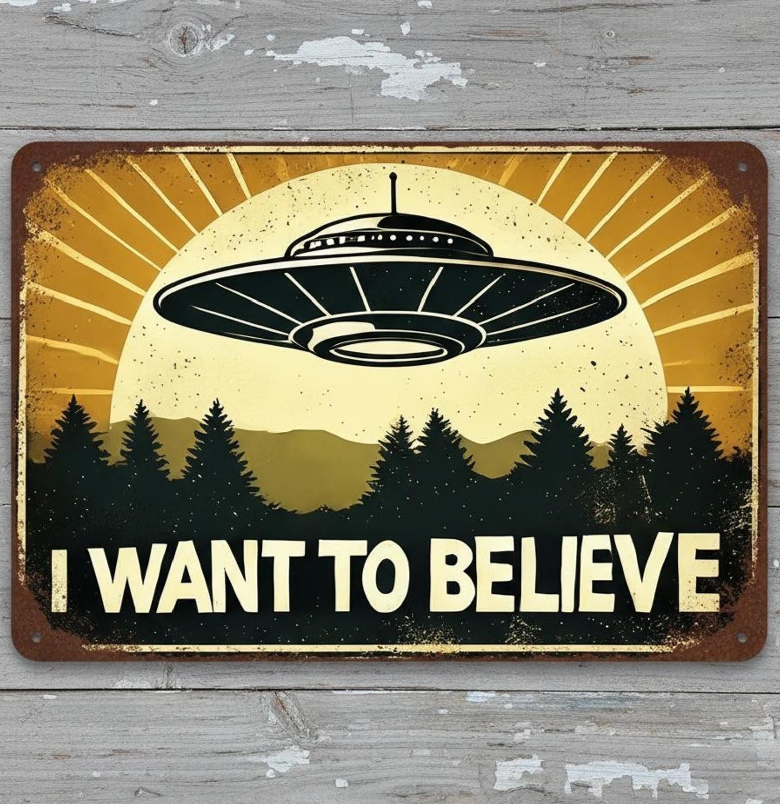 I Want To Believe 8 x 12 Novelty Metal Sign New Shrink-wrapped