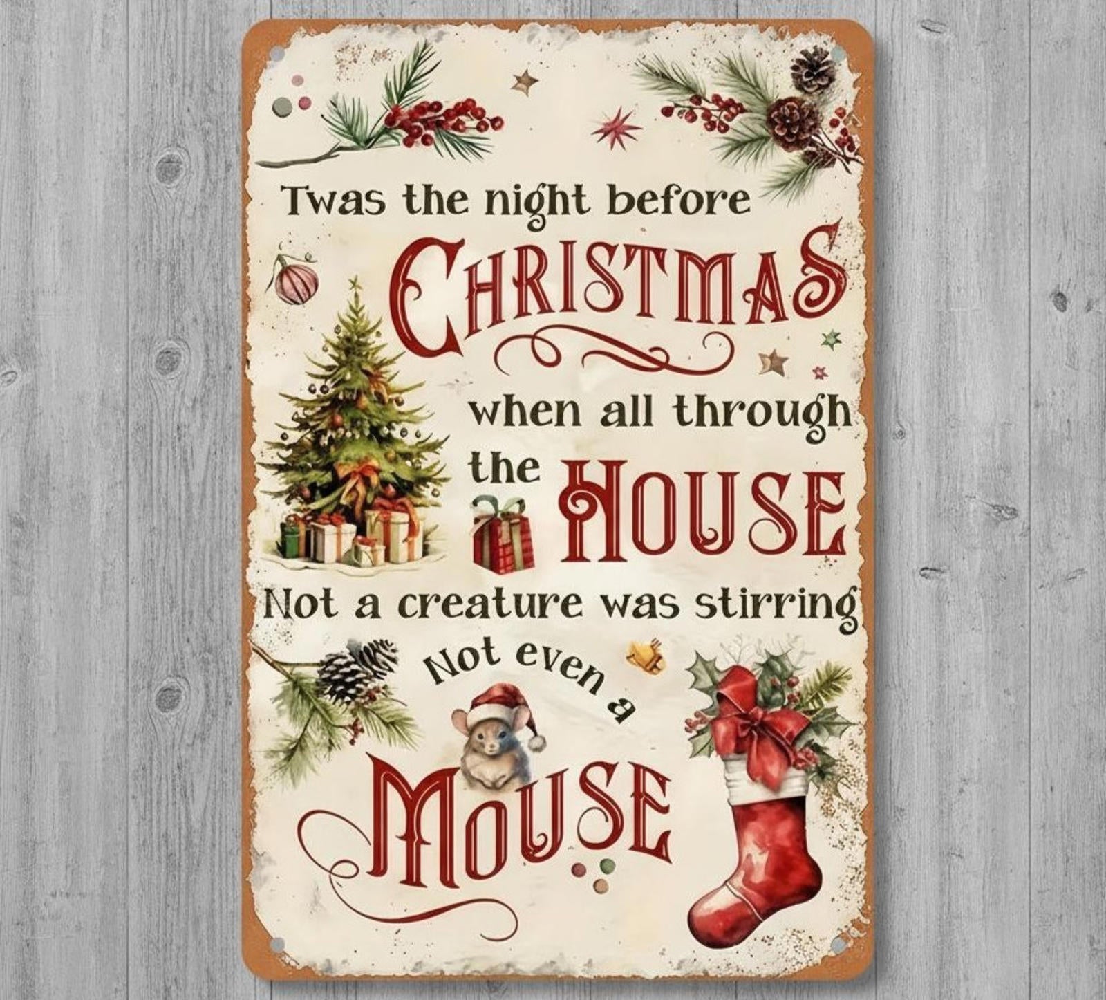 Twas the Night Before Christmas 8 x 12 Vintage Novelty Metal Sign New!