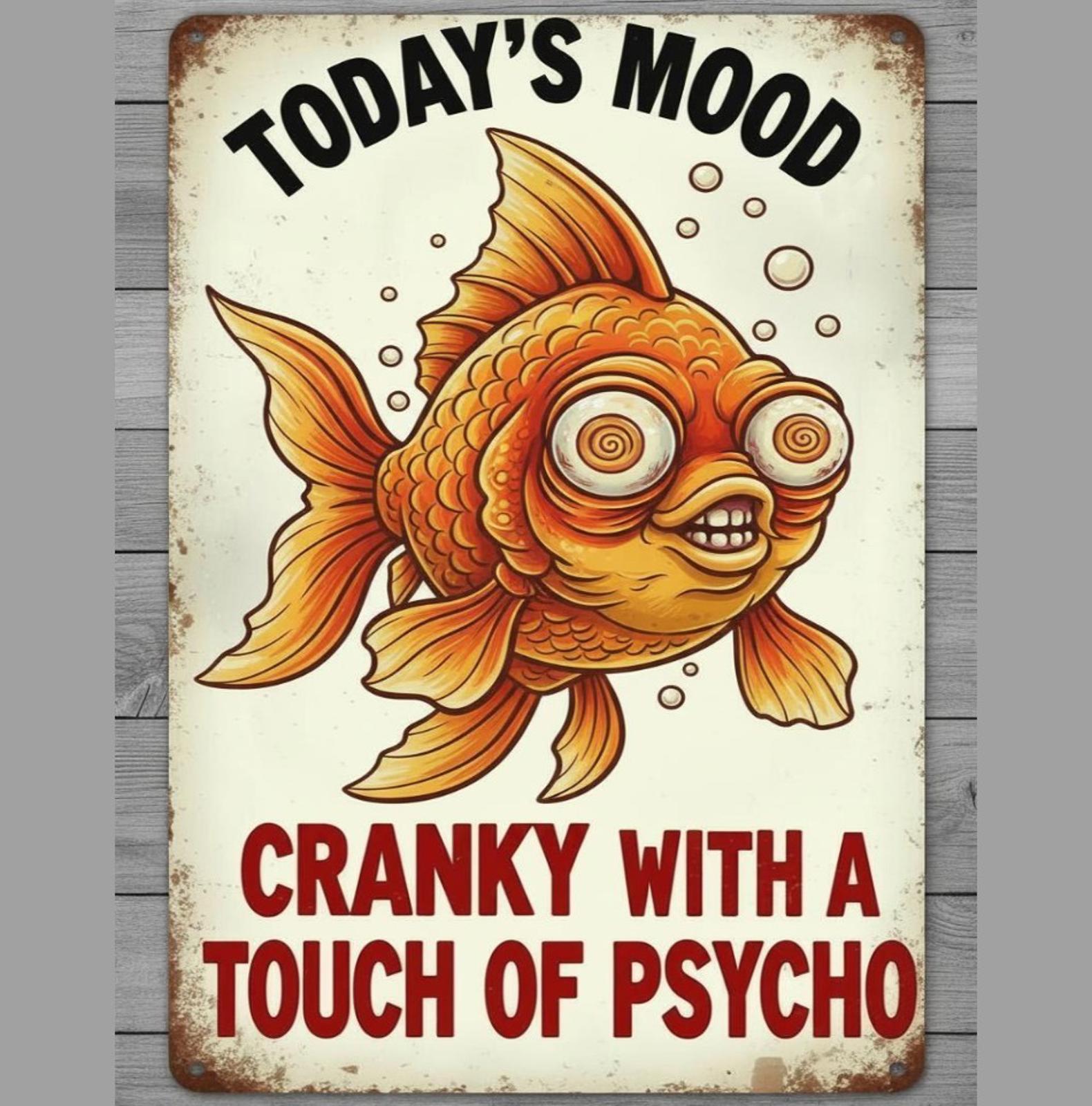Cranky With A Touch Of Psycho 8 x 12  Vintage Novelty Metal Sign Made In USA