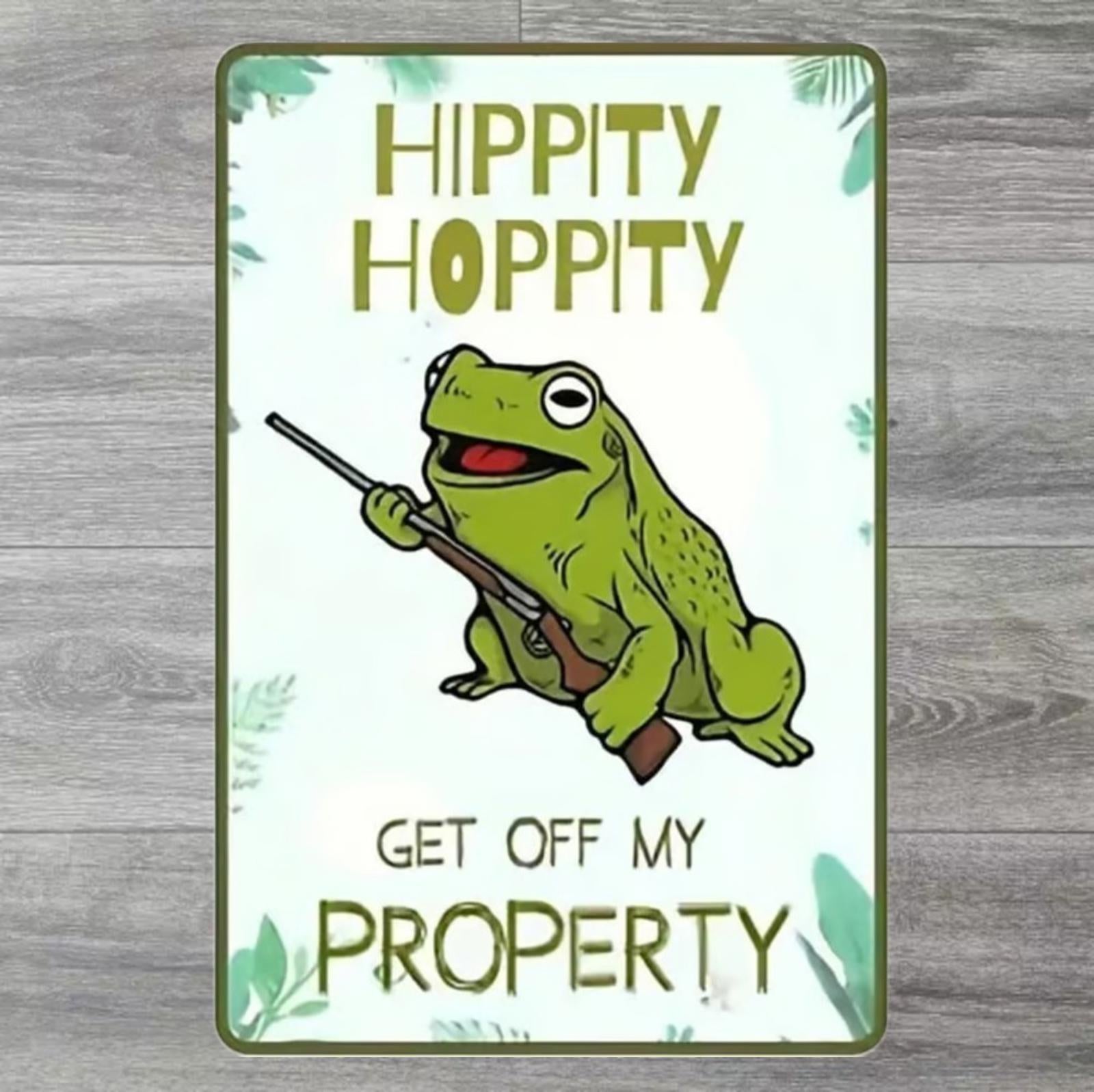 Hippity Hoppity Get Off My Property 8 x 12 Novelty Metal Sign Shrink-Wrapped