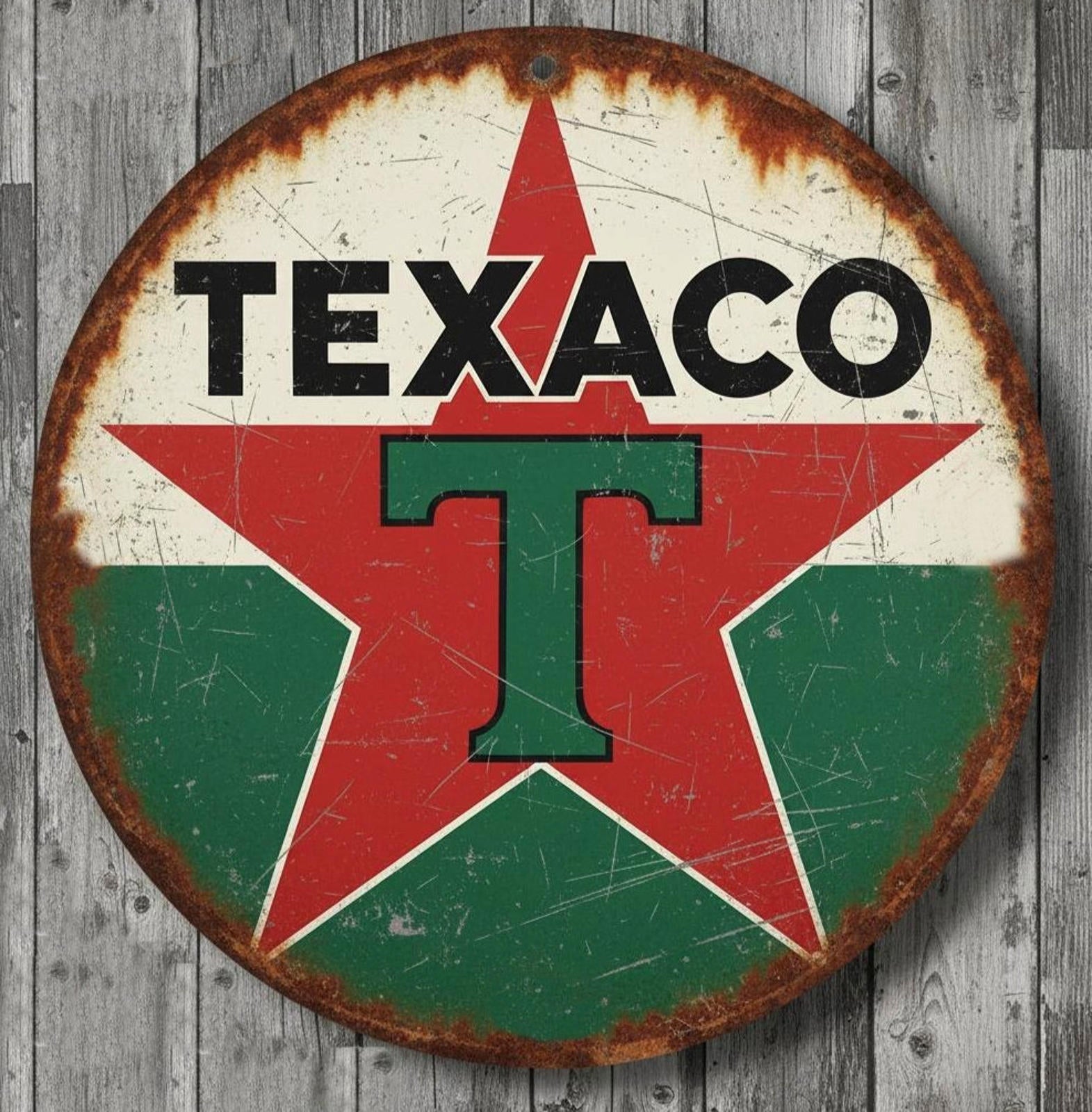 Texaco Gasoline 12" Diameter Novelty Metal Sign Made In USA New!