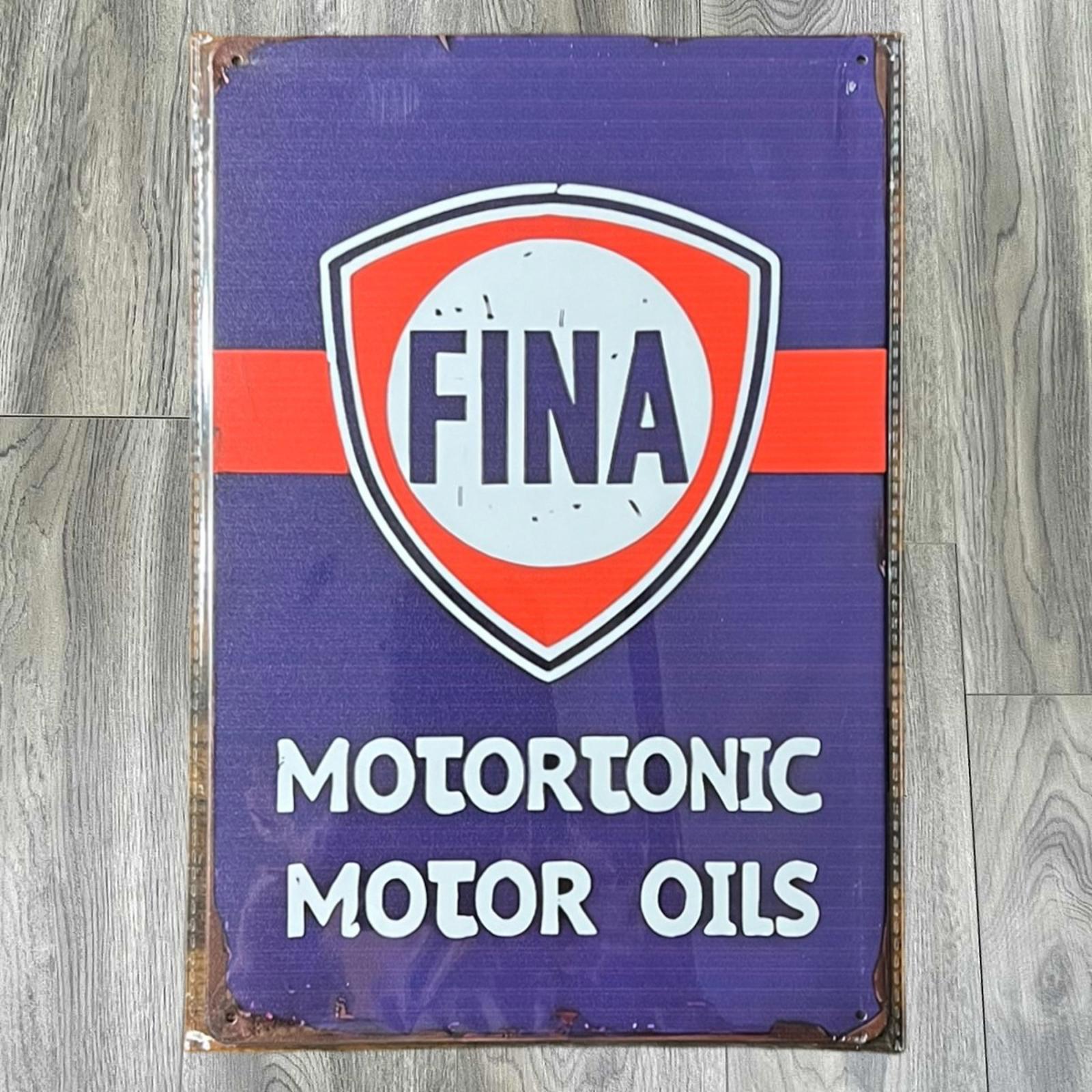 FINA Motortonic Motor Oils 8 x 12 Novelty Metal Sign Shrink-Wrapped New!