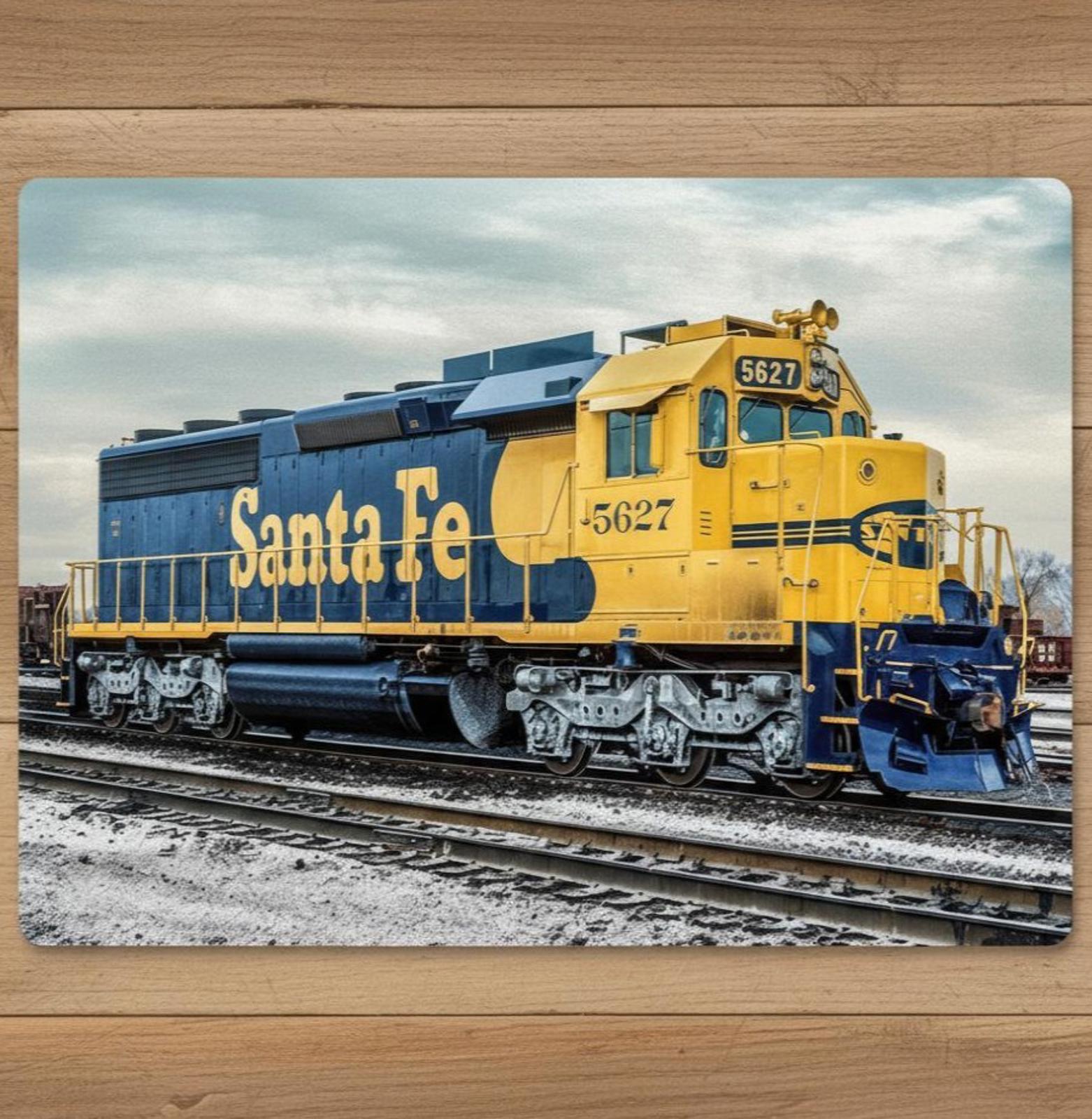 Santa Fe Railroad 9.5 x 8 Mouse Pad With Rubber Backing USA Made