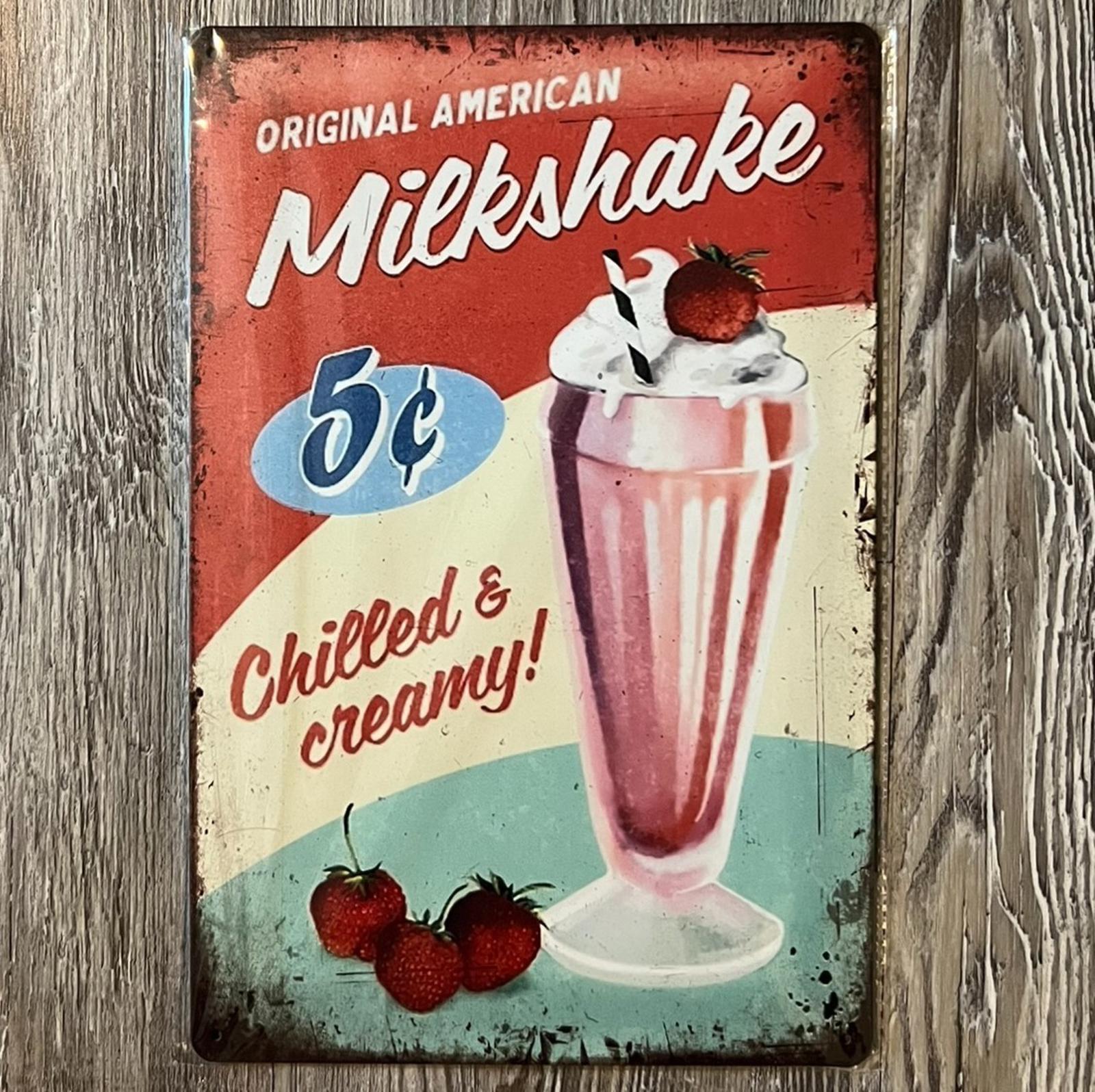 Original American Milkshake Five Cents 8 x 12 Novelty Metal Sign New!