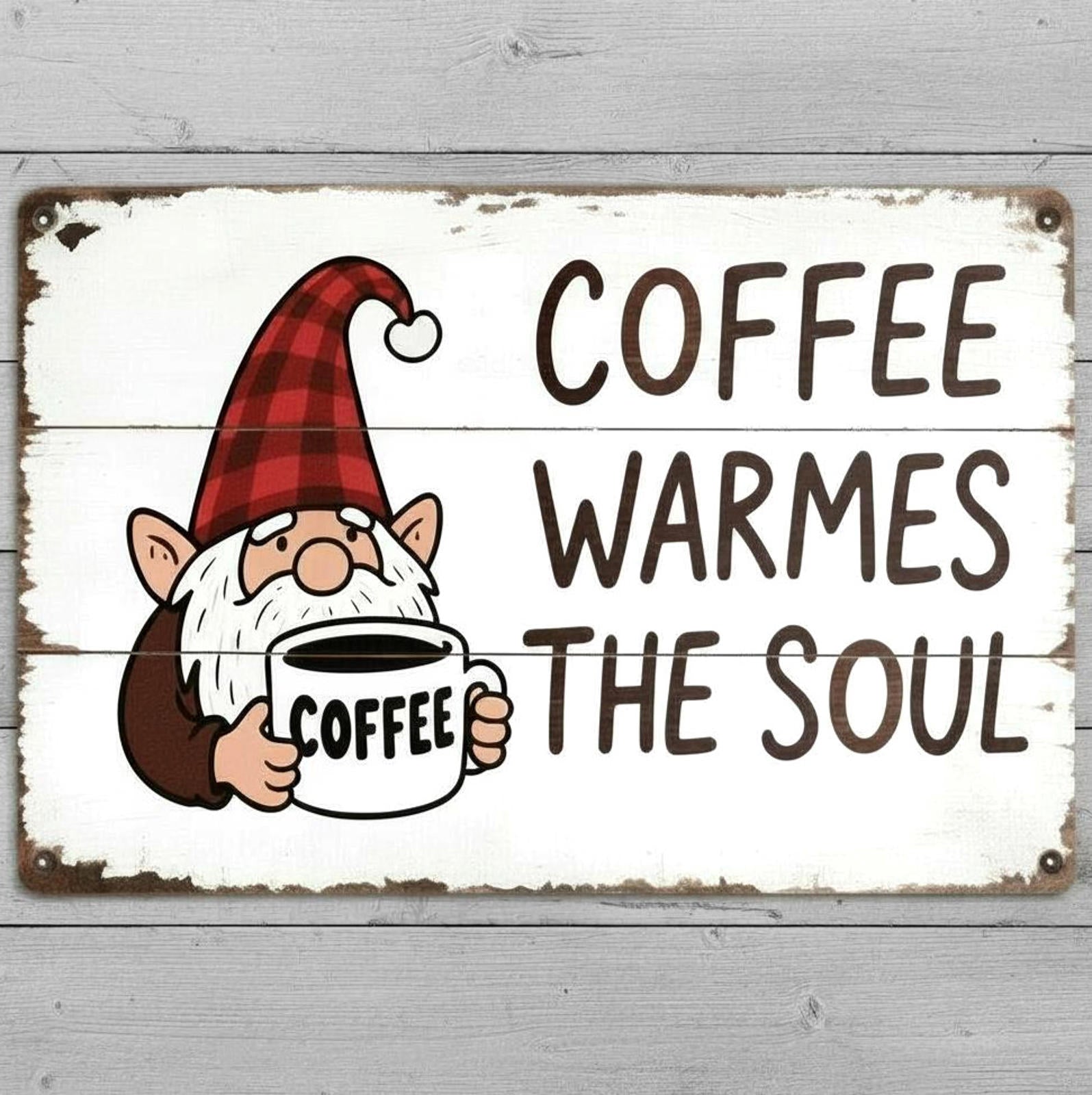 Coffee Warms The Soul 8 x 12 Vintage Novelty Metal Sign Made In USA New!