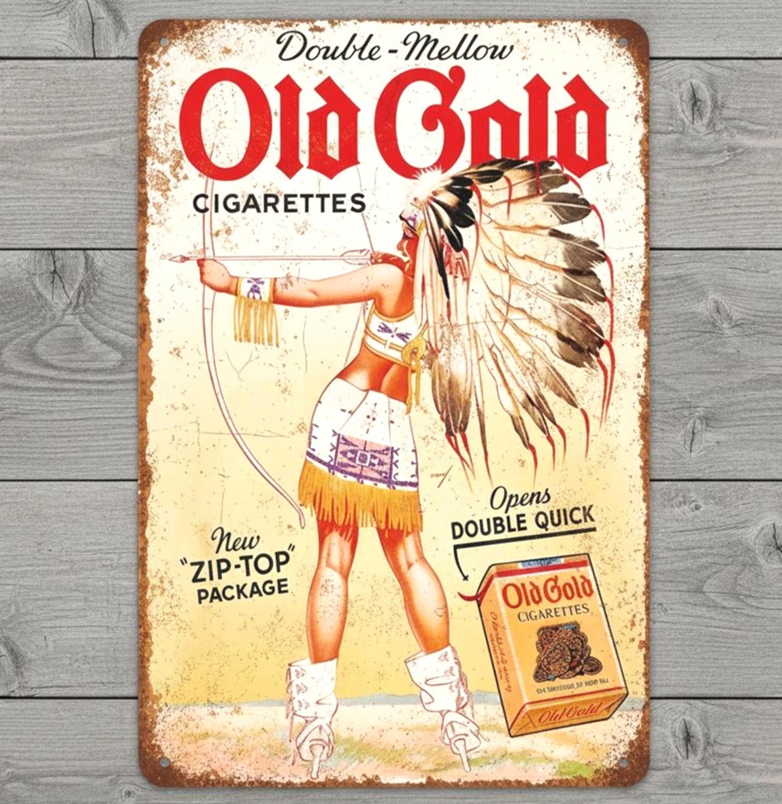 Old Gold Cigarettes 8 x 12 Vintage Novelty Metal Sign Made In USA