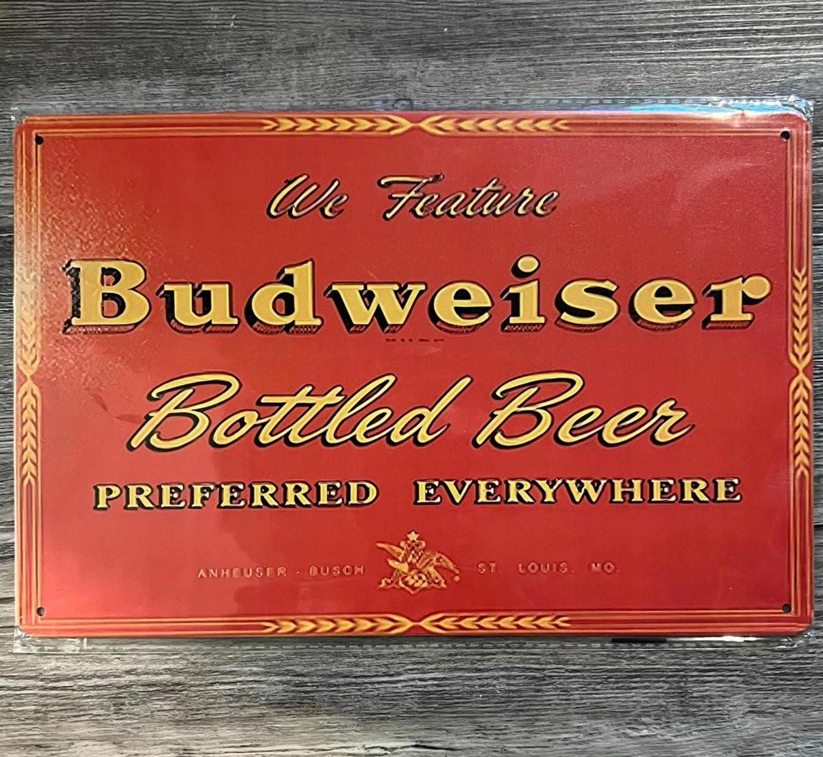 Budweiser Bottled Beer 8 x 12 Novelty Metal Sign Shrink-Wrapped New!