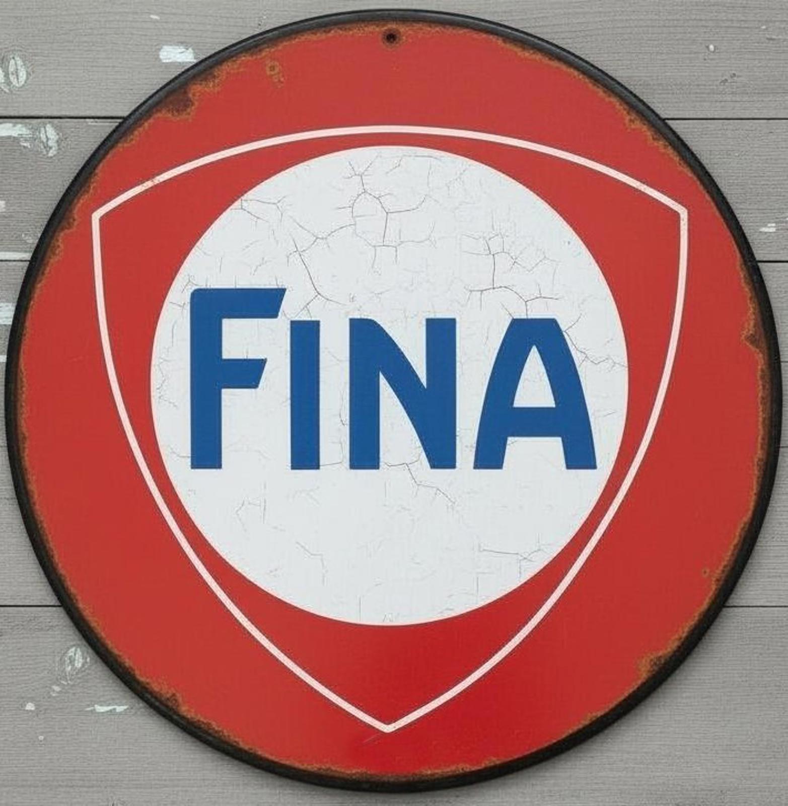 Fina Gas And Oil 8" Diameter Vintage Novelty Metal Sign Made In USA