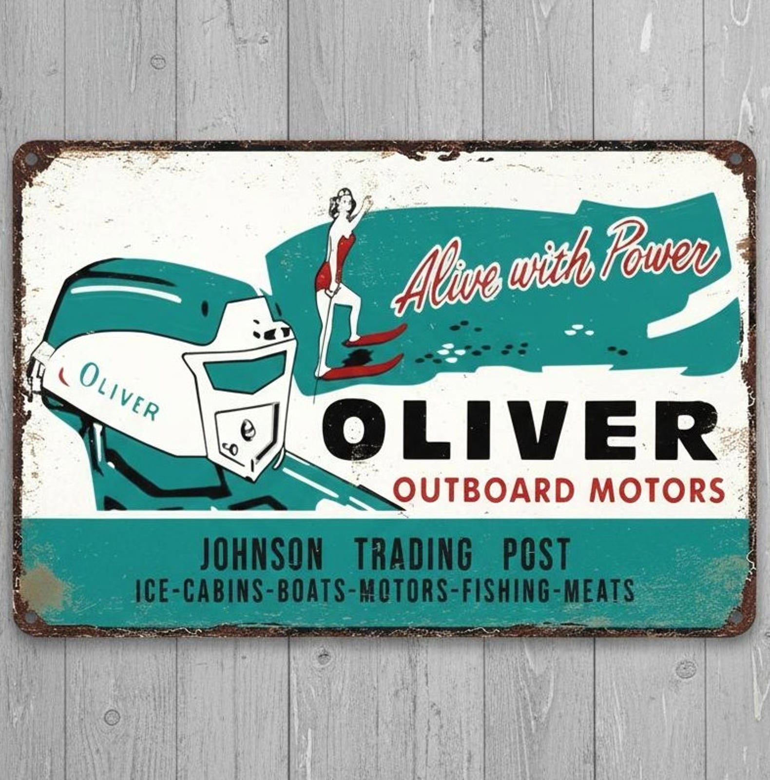 Oliver Outboard Motors 8 x 12 Vintage Novelty Metal Sign Made In USA