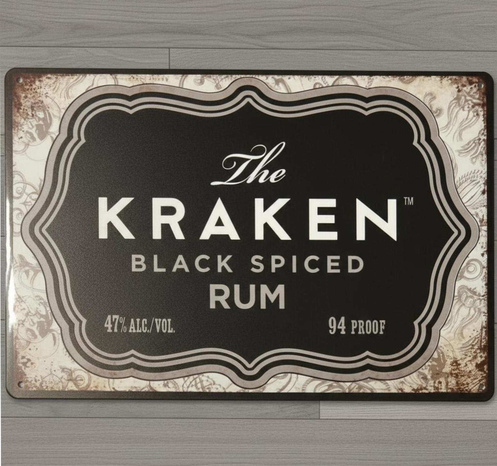 The Kraken Black Spiced Rum 8 x 12 Novelty Metal Sign New!