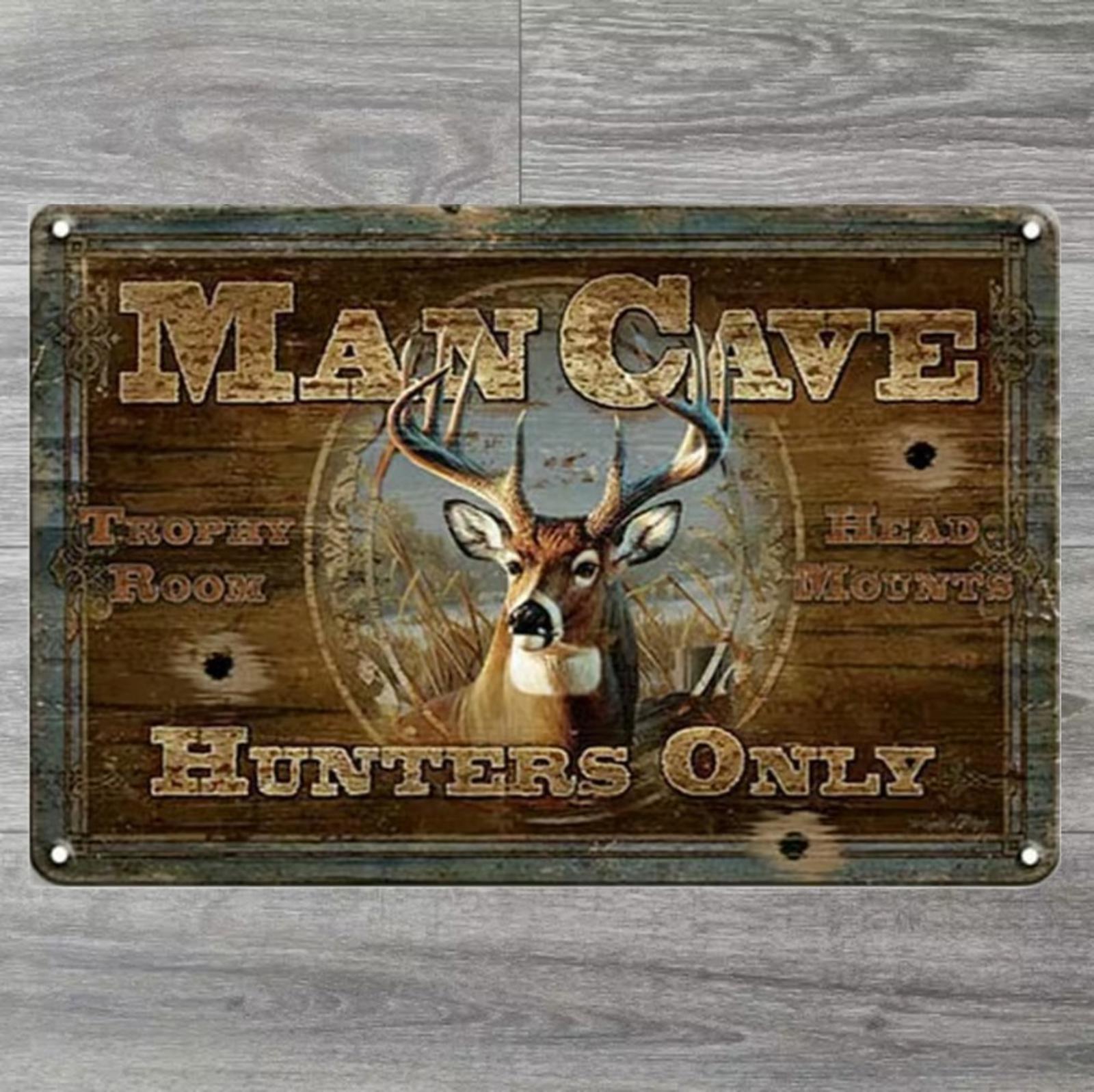 Man Cave Hunters Only 8 x 12 Novelty Vintage Metal Sign Shrink-Wrapped New!