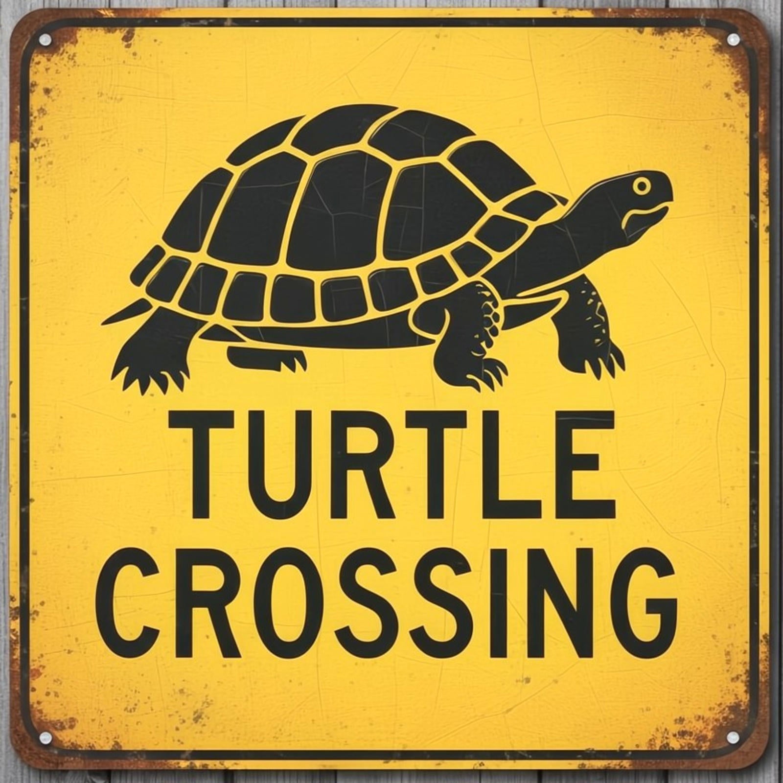 Turtle Crossing 12 x 12 Square Vintage Novelty Metal Sign Made In USA New!