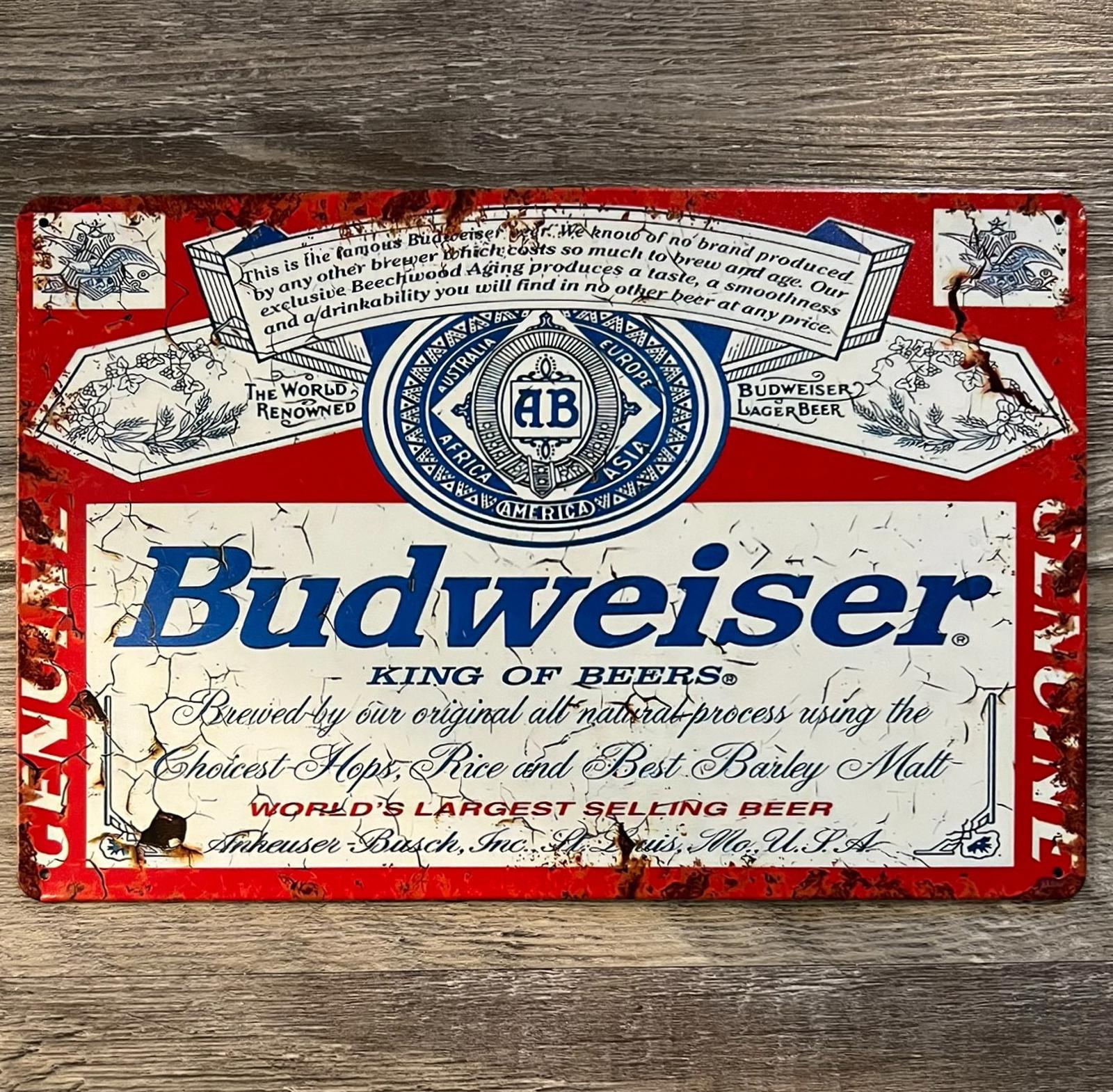 Budweiser King Of Beers 8 x 12 Novelty Metal Sign Shrink-Wrapped New!