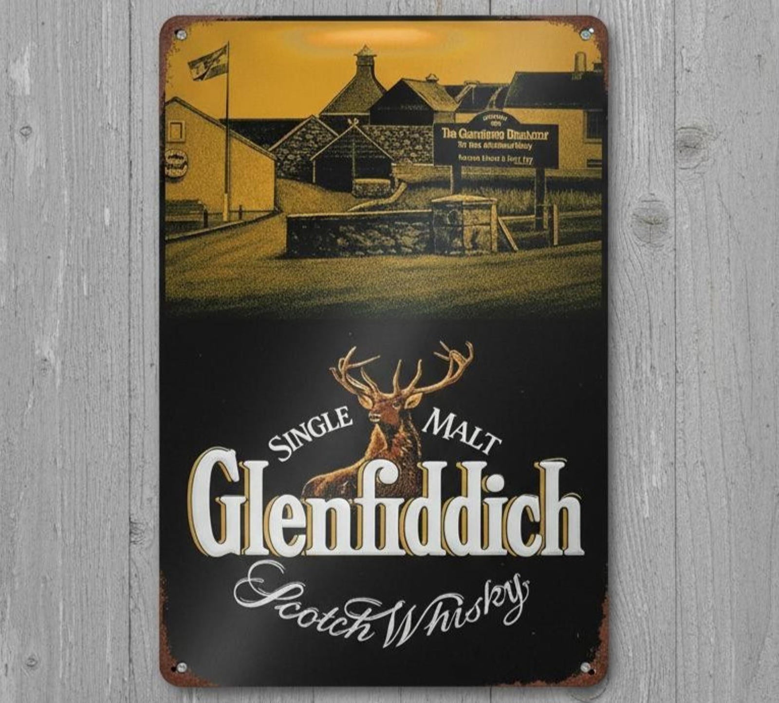 Glenfiddich Scotch Whiskey 8 x 12 Vintage Novelty Metal Sign Made In USA