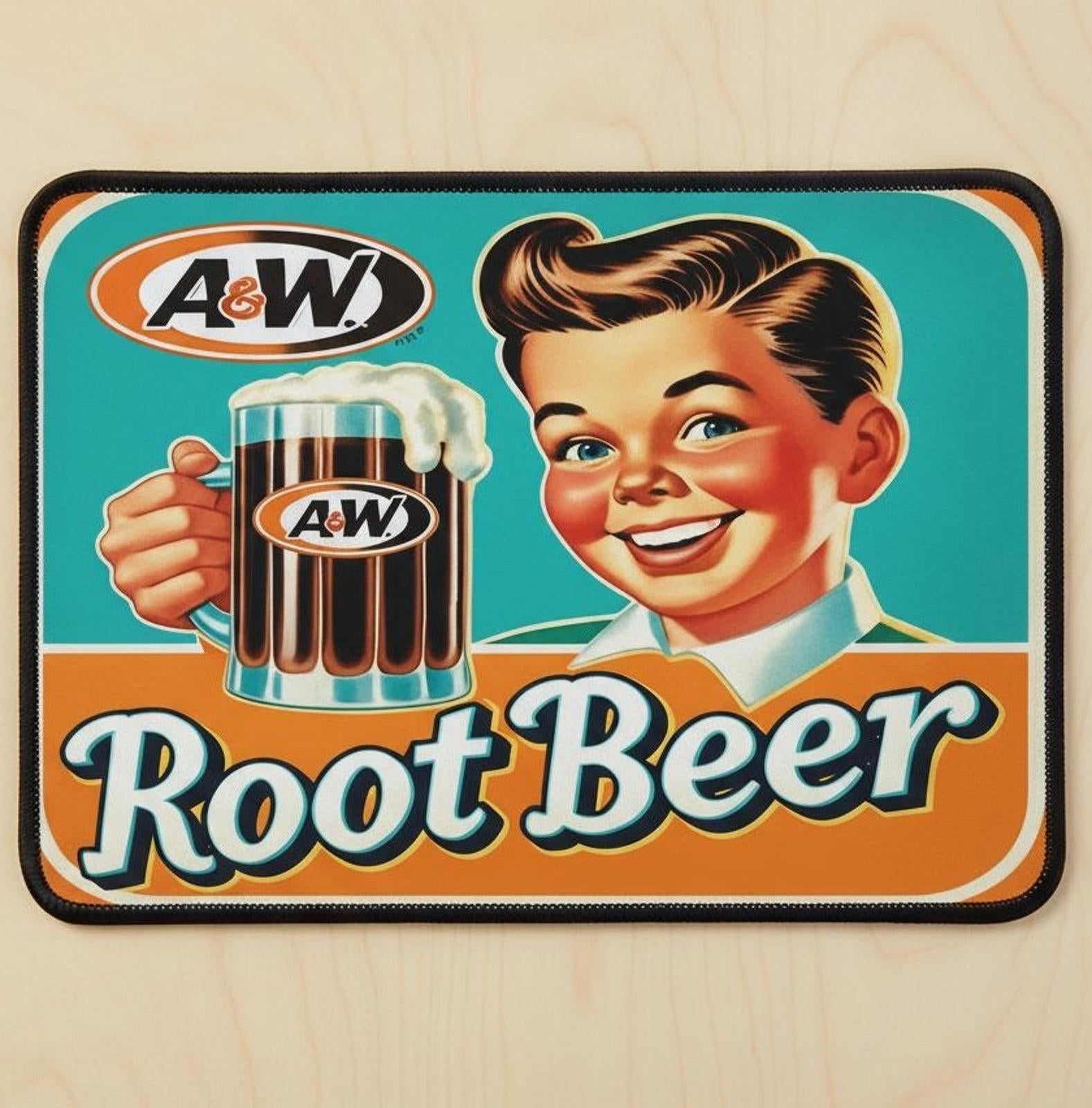 A & W Root Beer 9.5 x 8 Mouse Pad With Anti-Slip Rubber Backing Made In USA