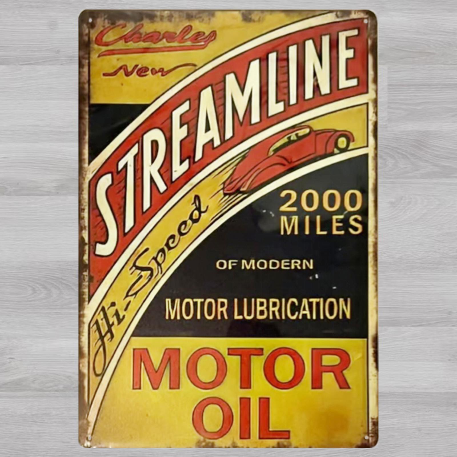 Streamline Motor Oil 8 x 12 Novelty Metal Sign Shrink-Wrapped New!