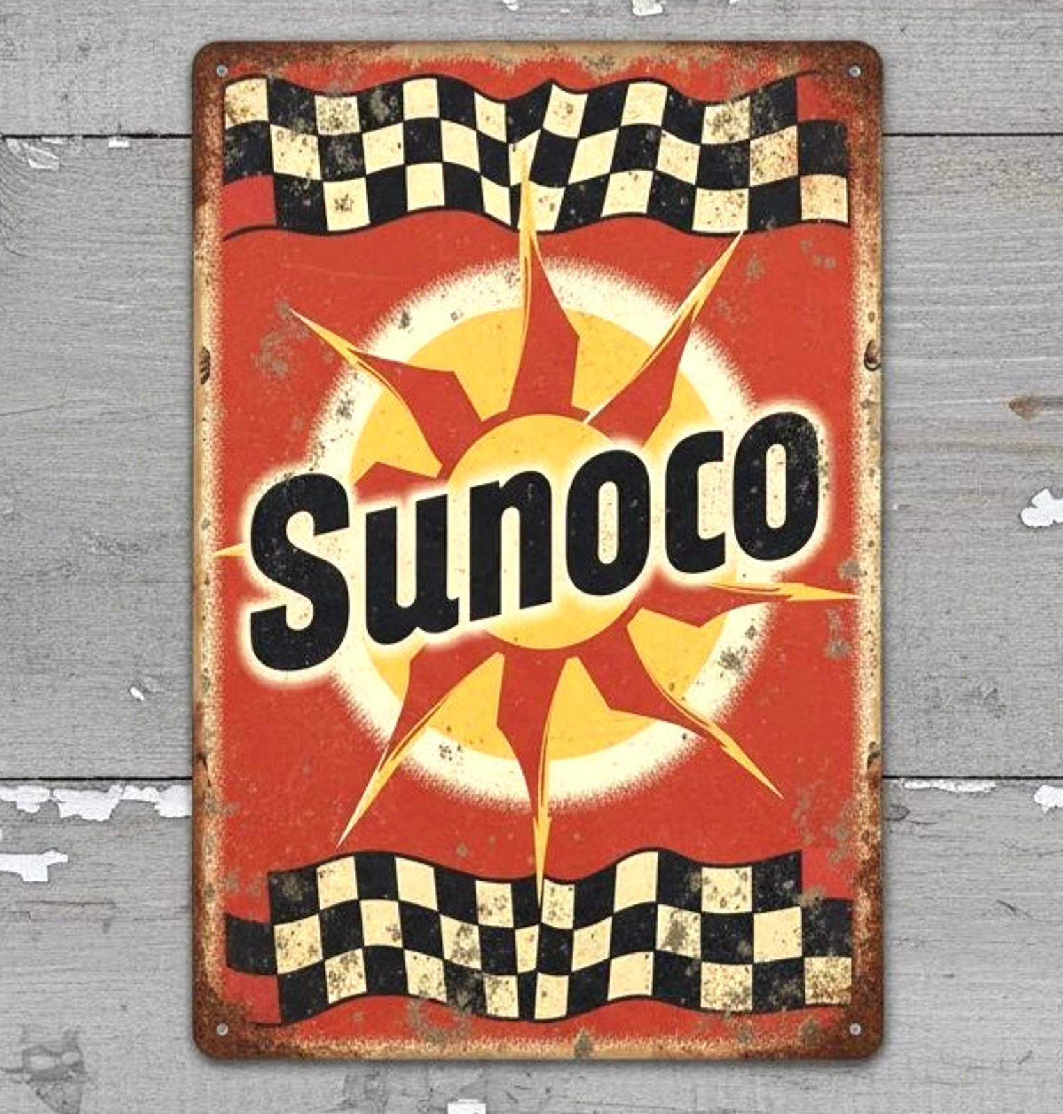 Sunoco Gasoline 8 x 12 Vintage Novelty Metal Sign Made In USA New!